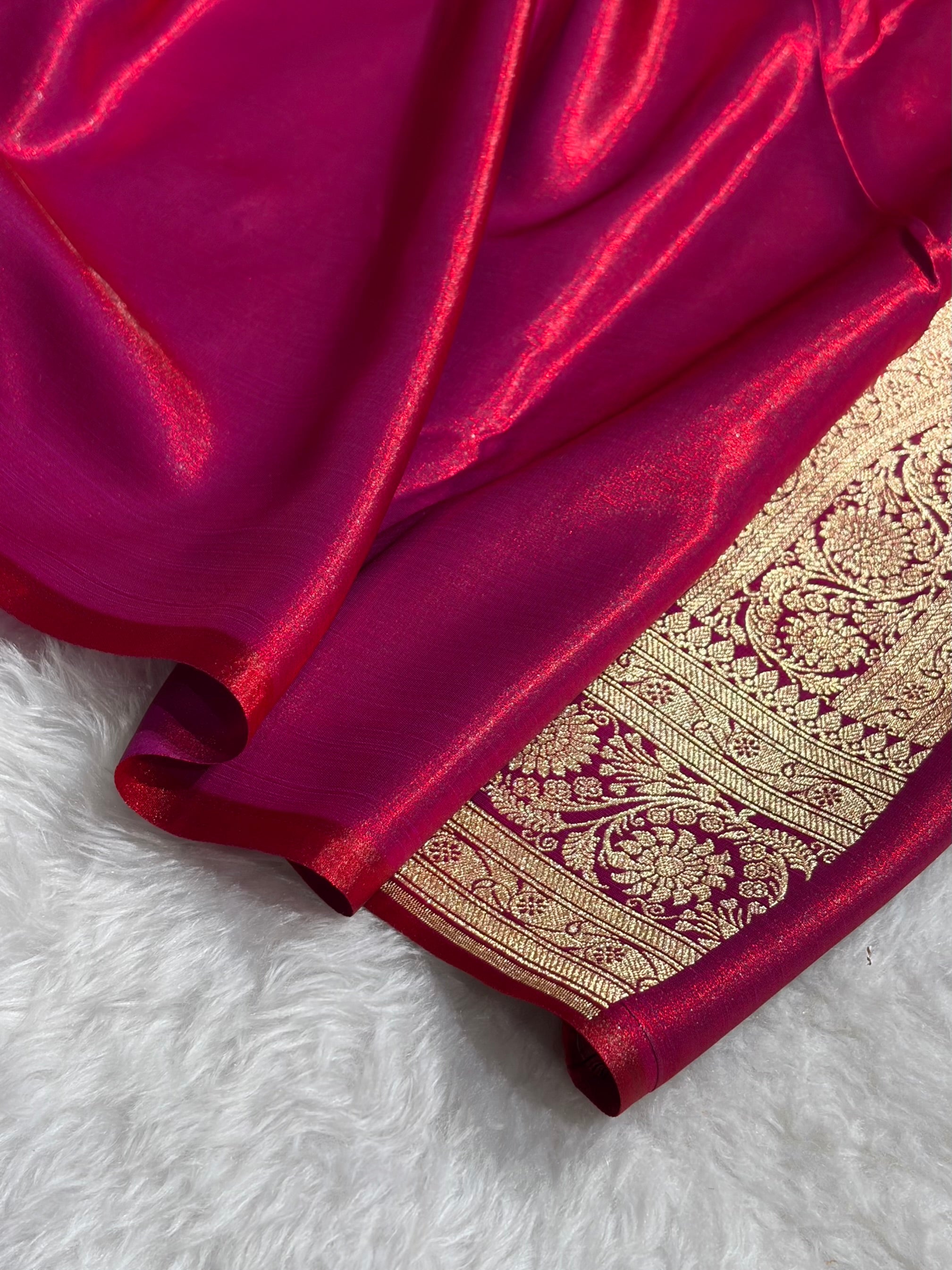 Ultra Light Weight Satin Silk Jaal in Magentic Red Red Shades SS13