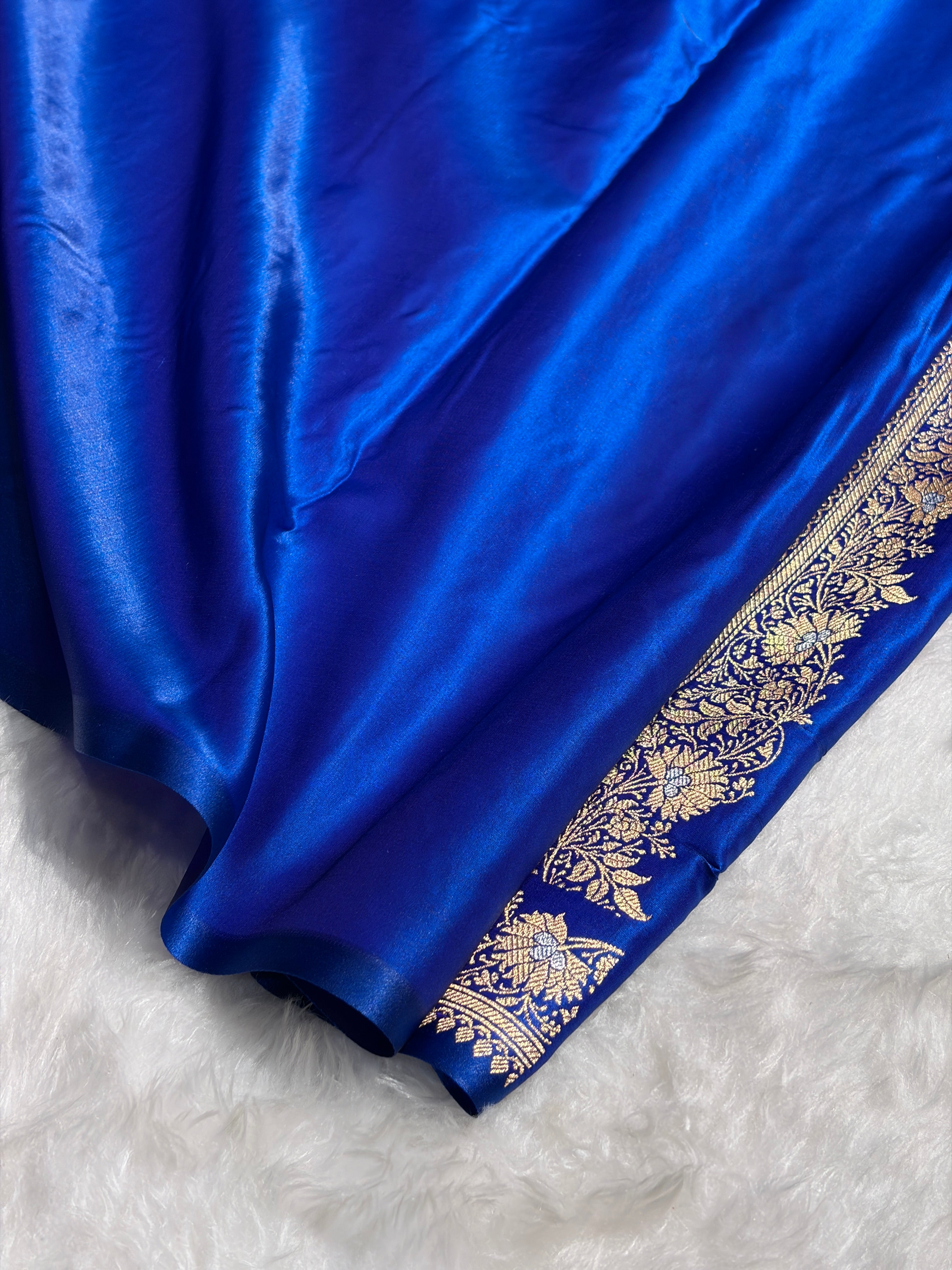 Banarasi Satin Silk Meena Boota in Royal Blue Shades SS38