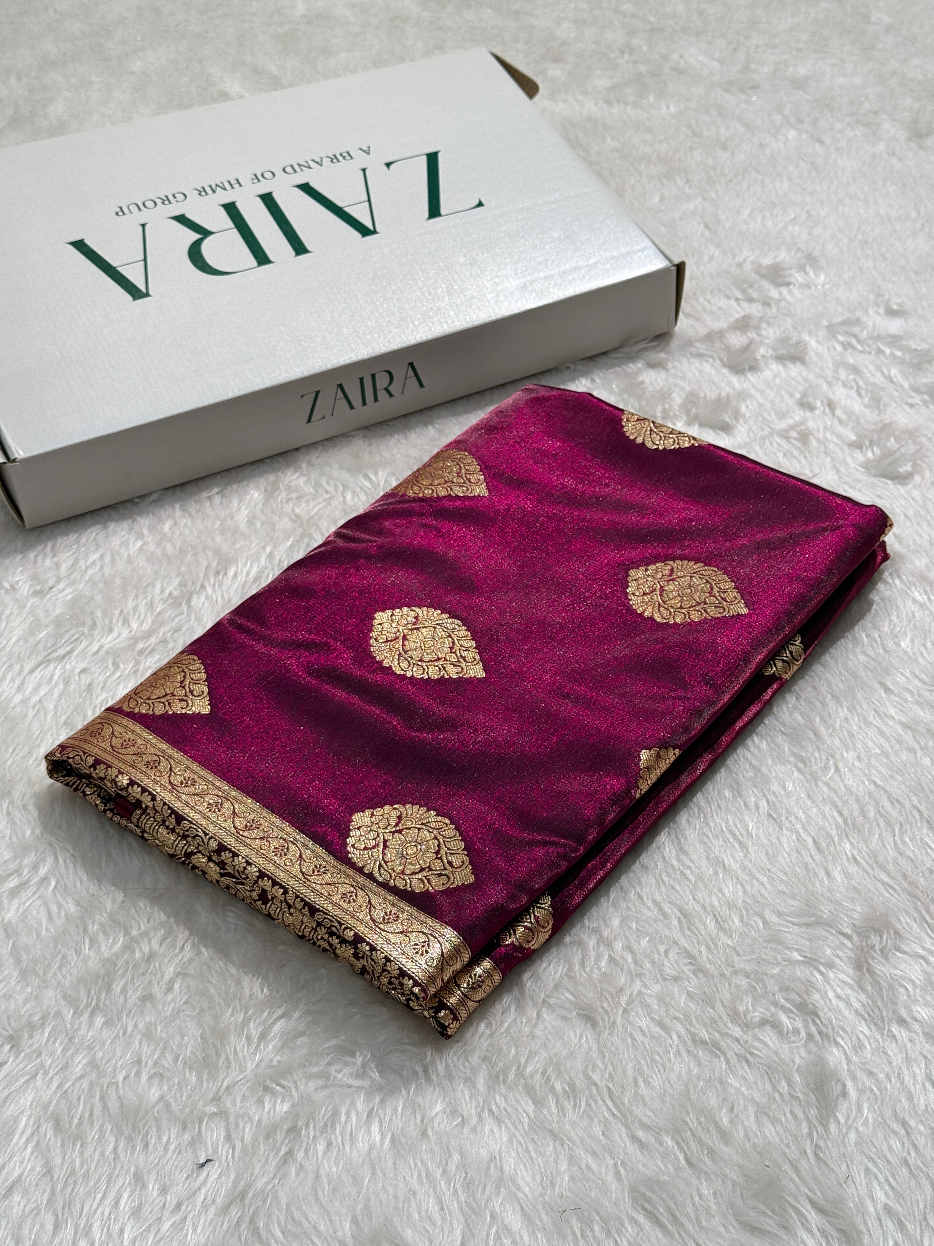 Ultra Light Weight Satin Silk Wine Boota SS05