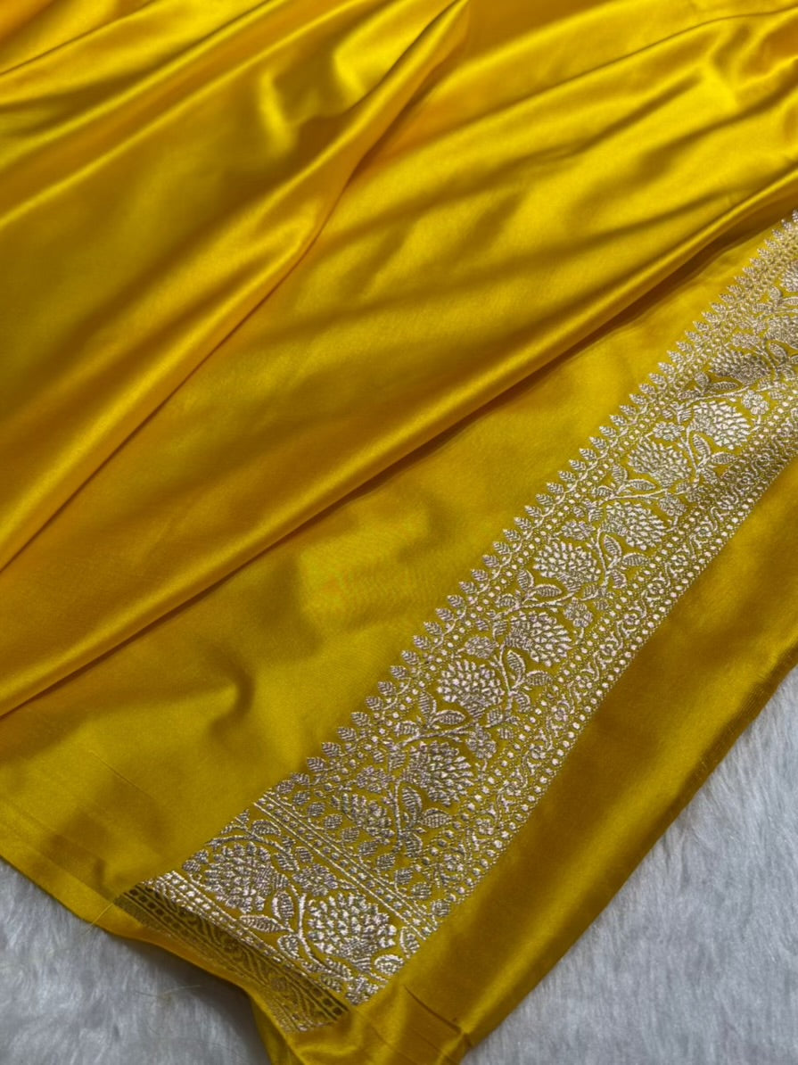 Summer Yellow Shades Booti Mashru Silk Saree MS70