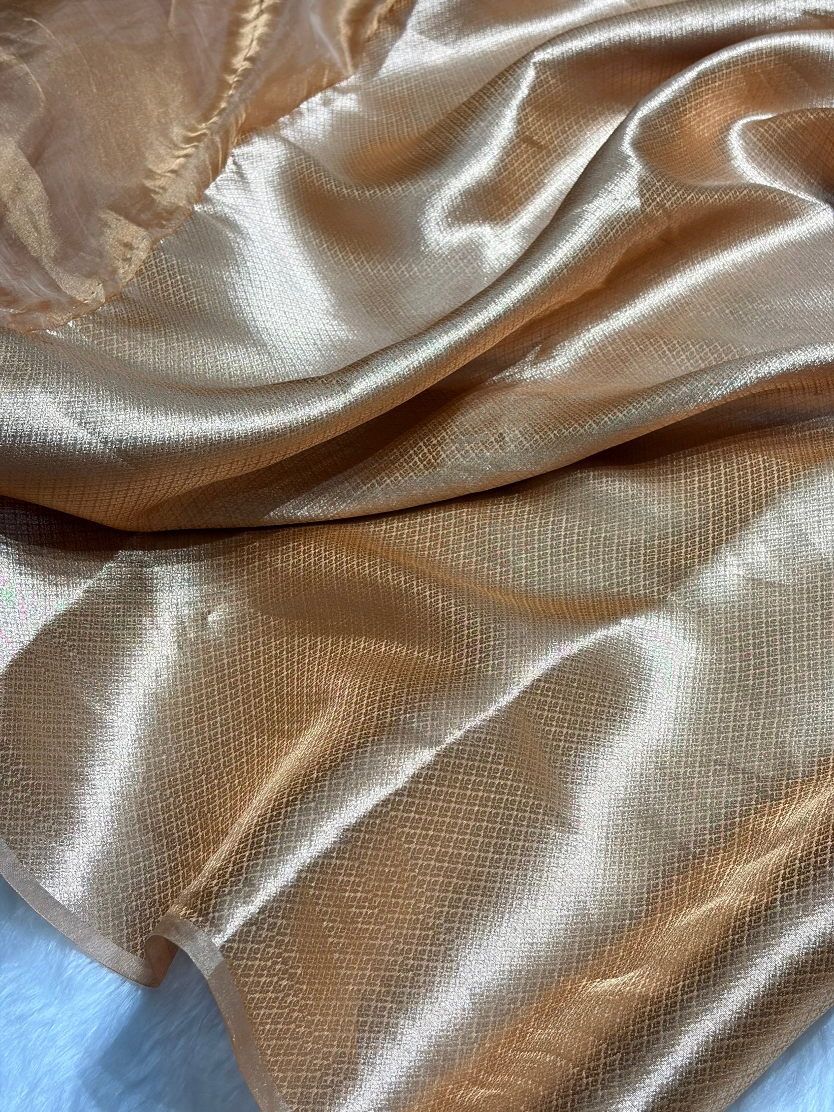 Tusser Shade Pure Tissue Silk Saree with Brocade Blouse And Gotta Patti PTGP-18