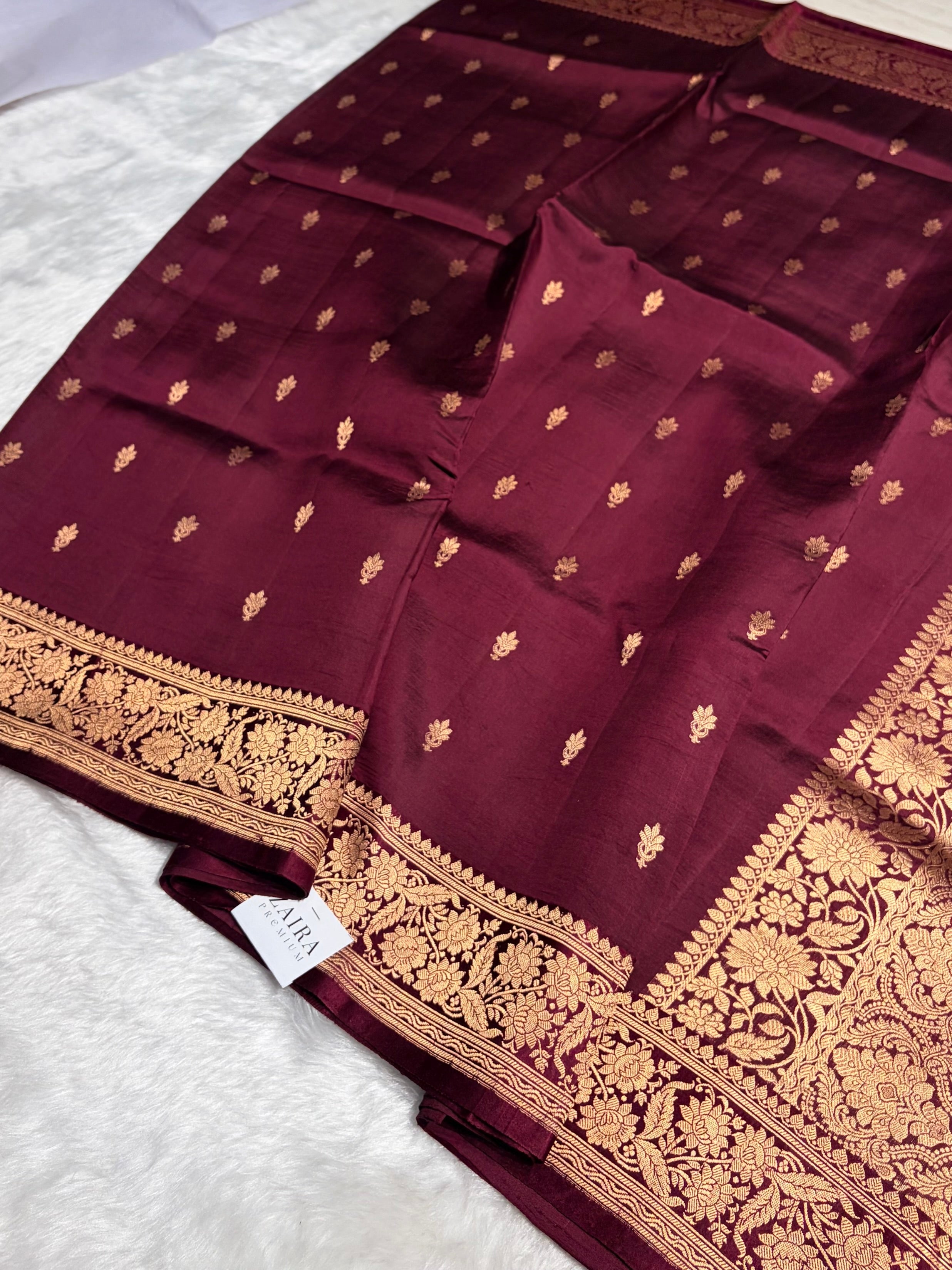 Garnet Shades Meena Boota Handwoven Raw Mango Silk RM-22