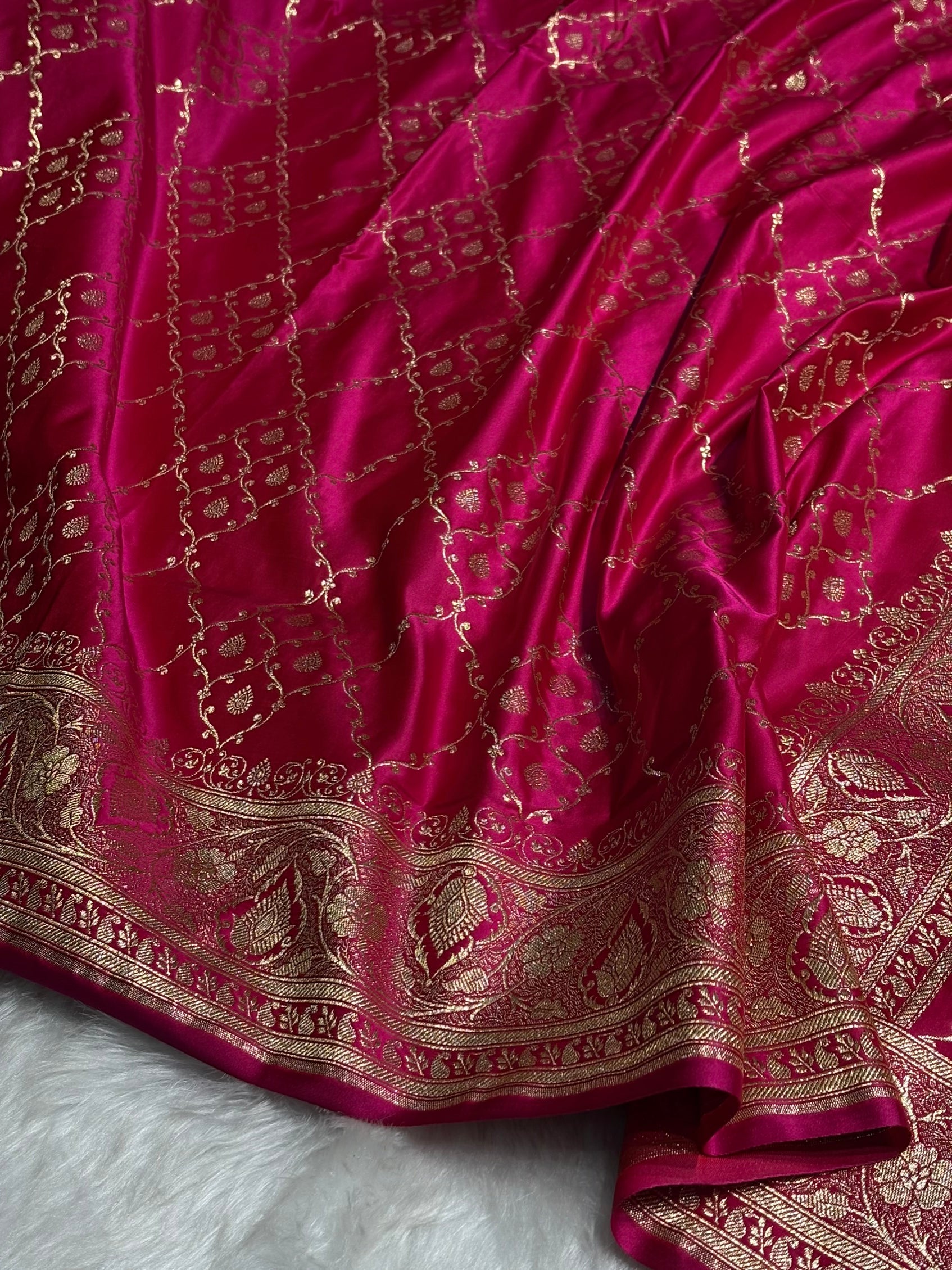 Rani Jaal Satin Katan Silk Saree SK21