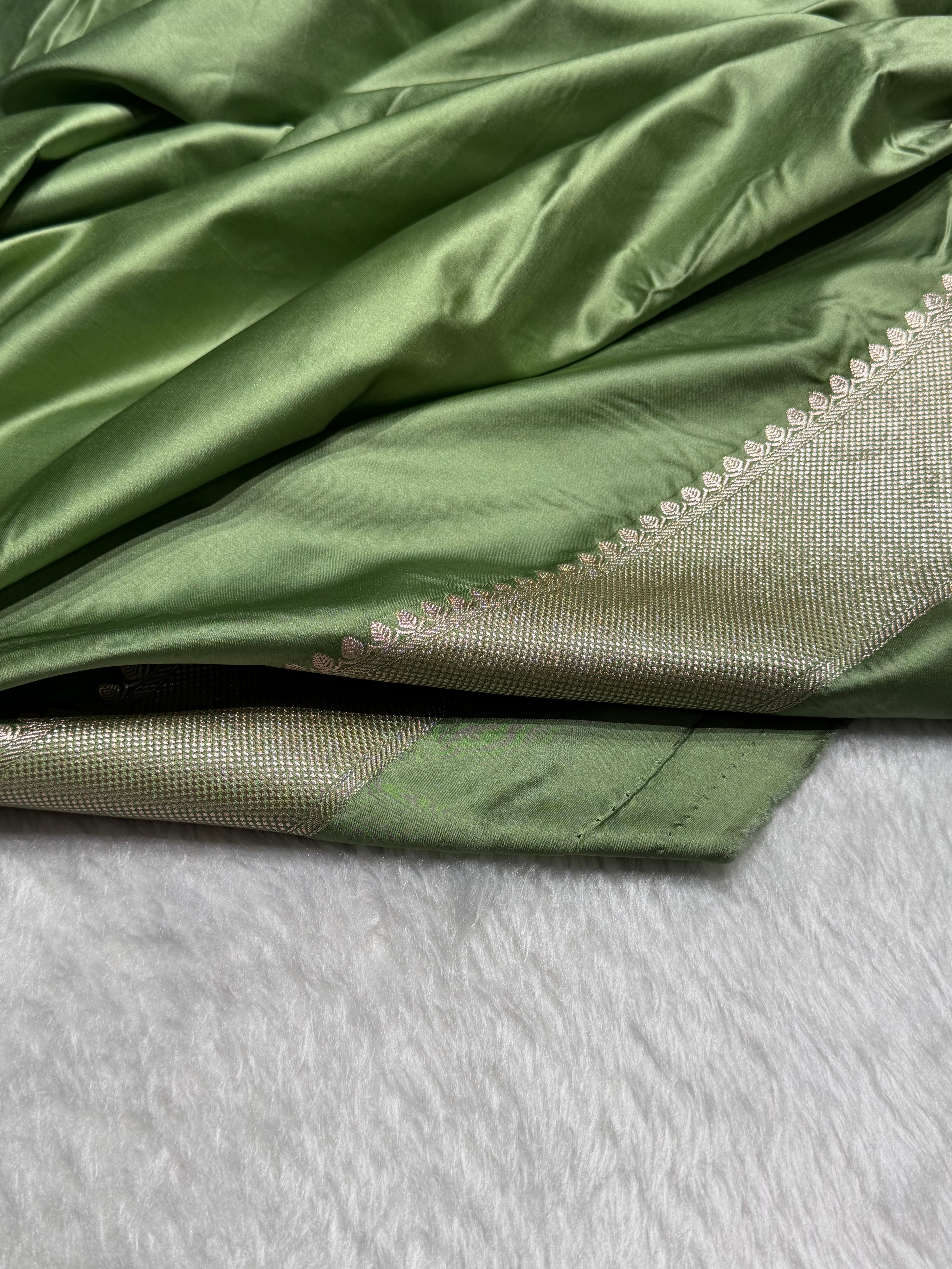 Pista Shades Minakari Brocade Mashru Silk Saree MS85