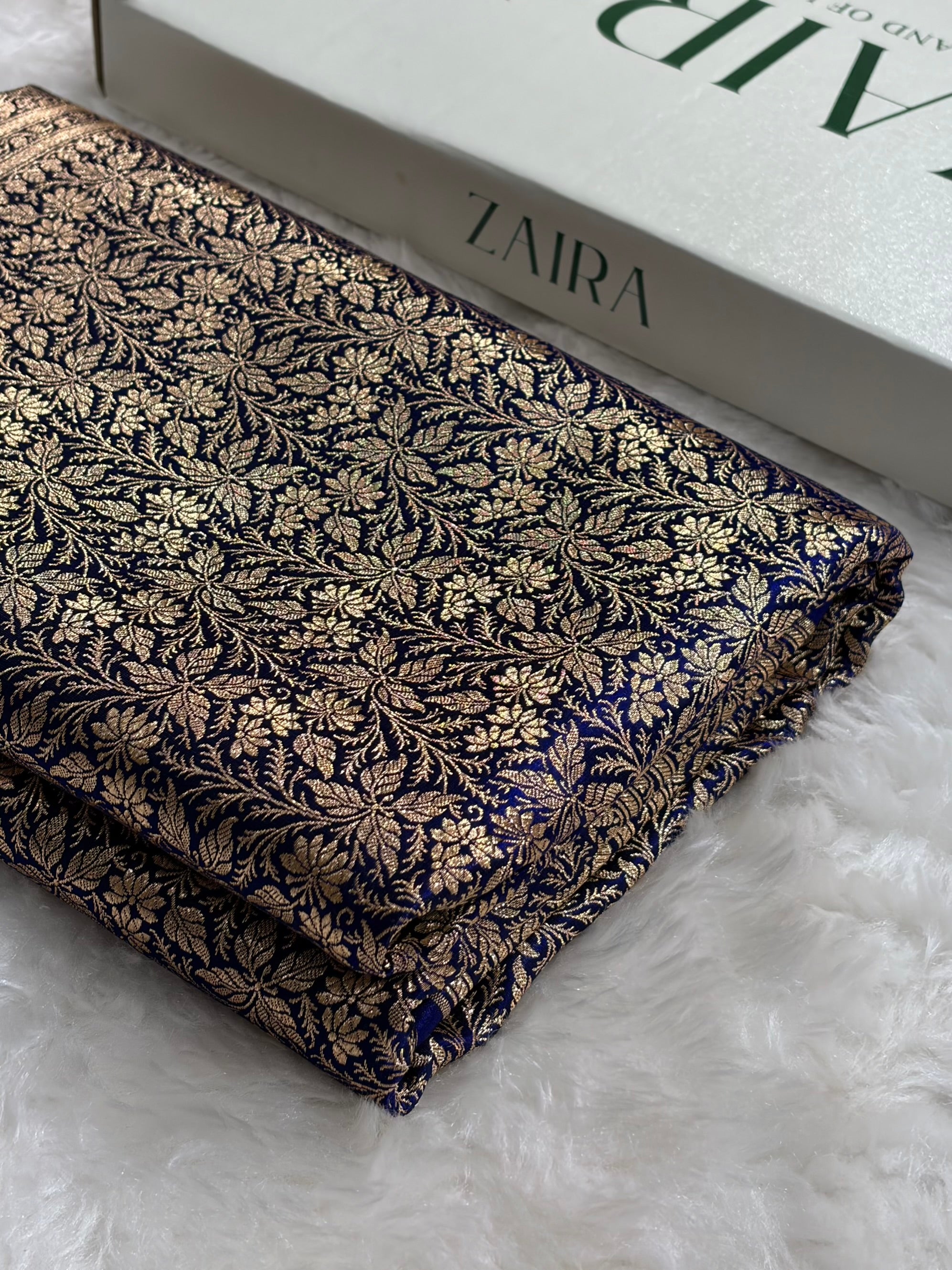 Royal Blue Shades Brocade Satin Silk Saree Banarasi Saree Shades SS30