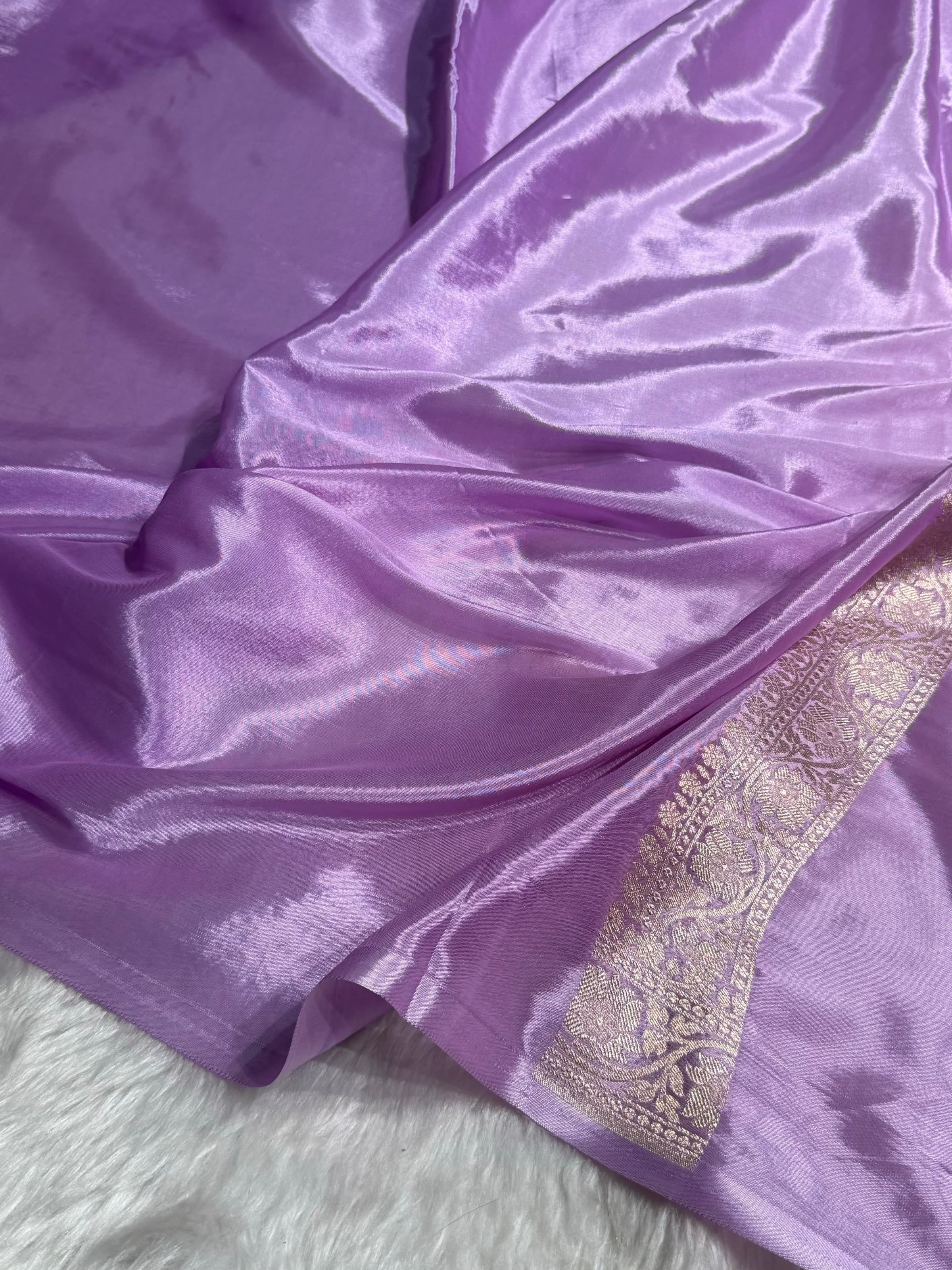 Lavender With Minakari Shades Crepe Silky Katan Banarasi Saree CSK-03