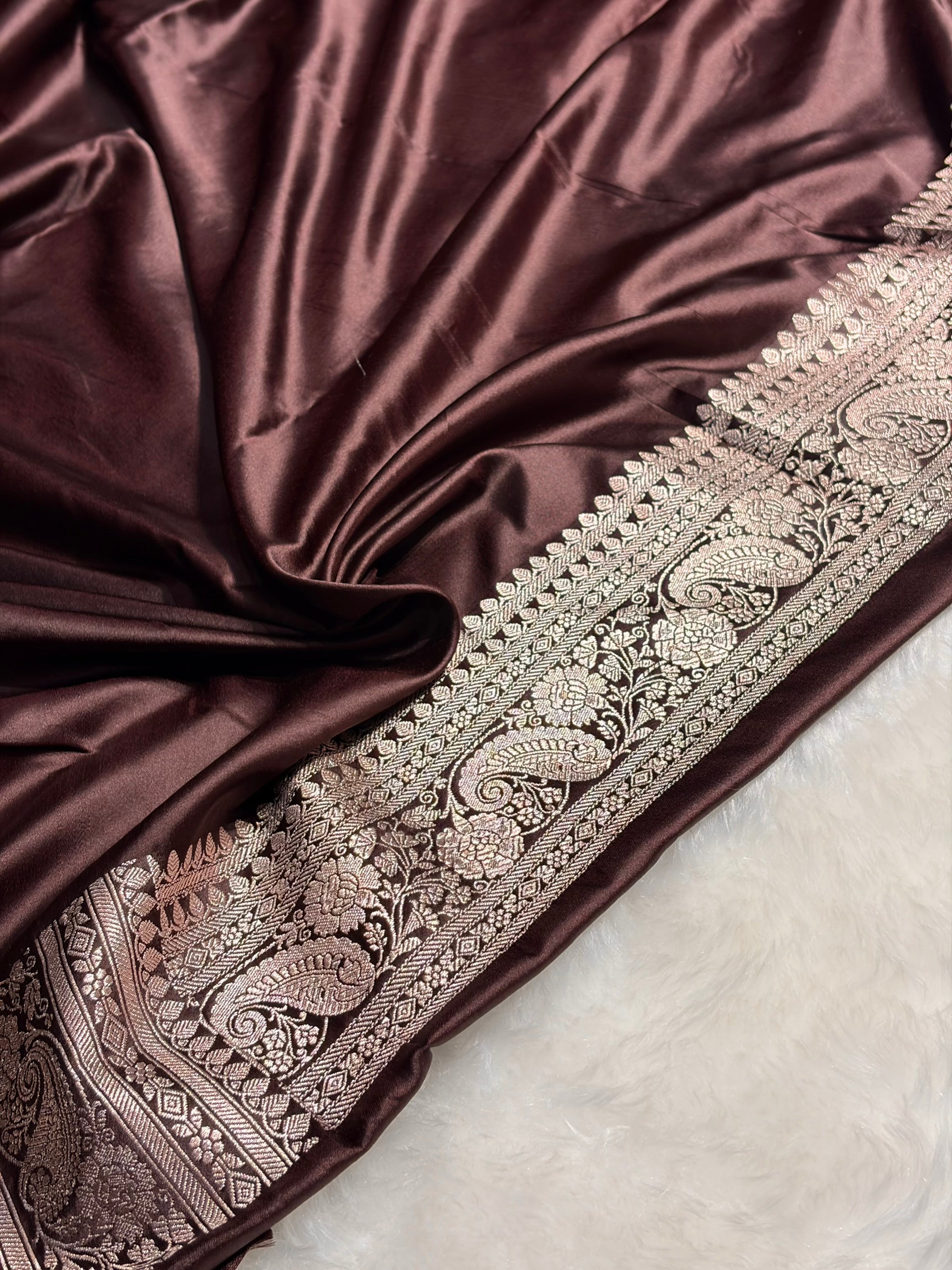 Dark Garnet Shades Booti Mashru Silk Saree MS64