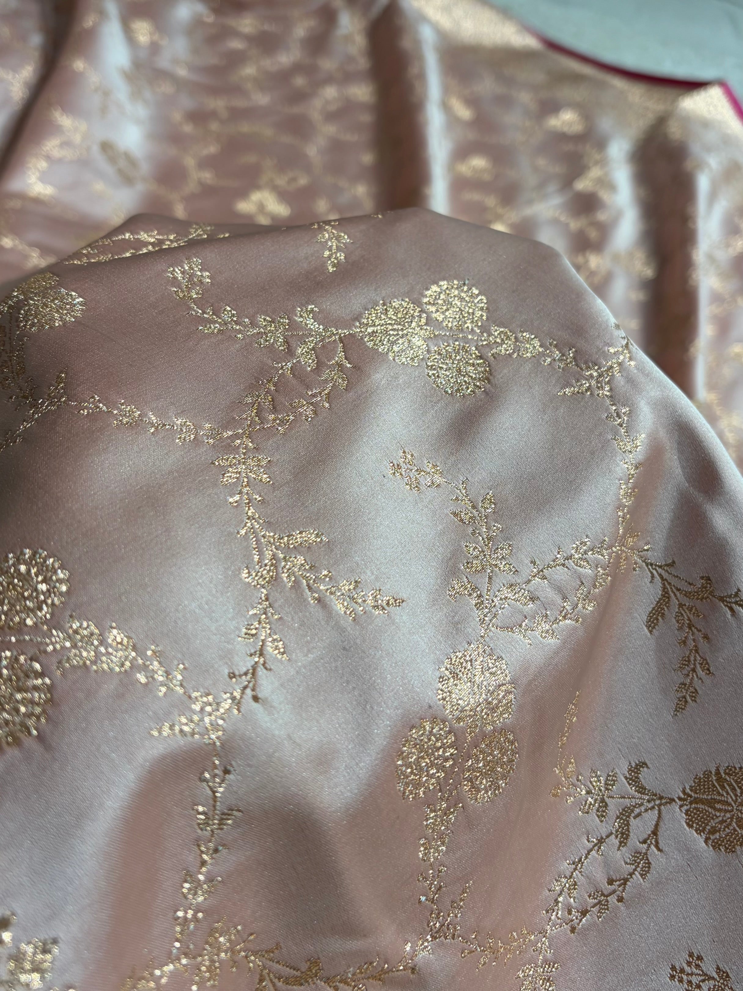 Banarasi Satin Katan Saree in Rose Gold Shades SK130