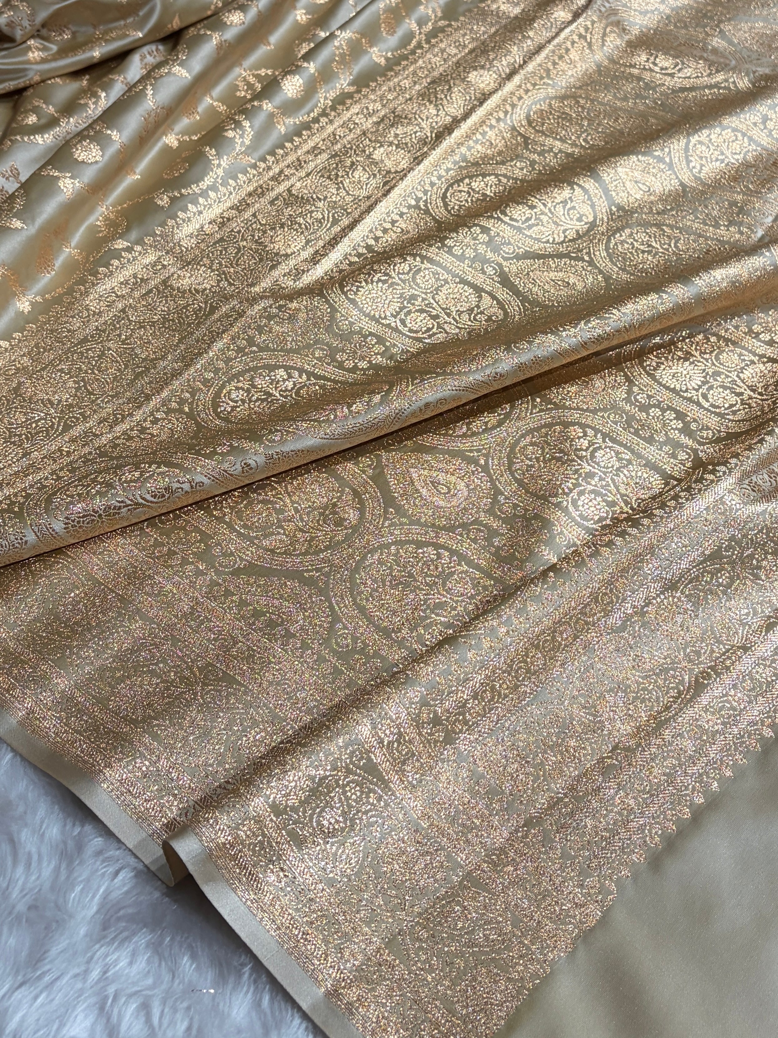Tusser Shades Floral Jaal Pattern Satin Katan Silk saree SK55