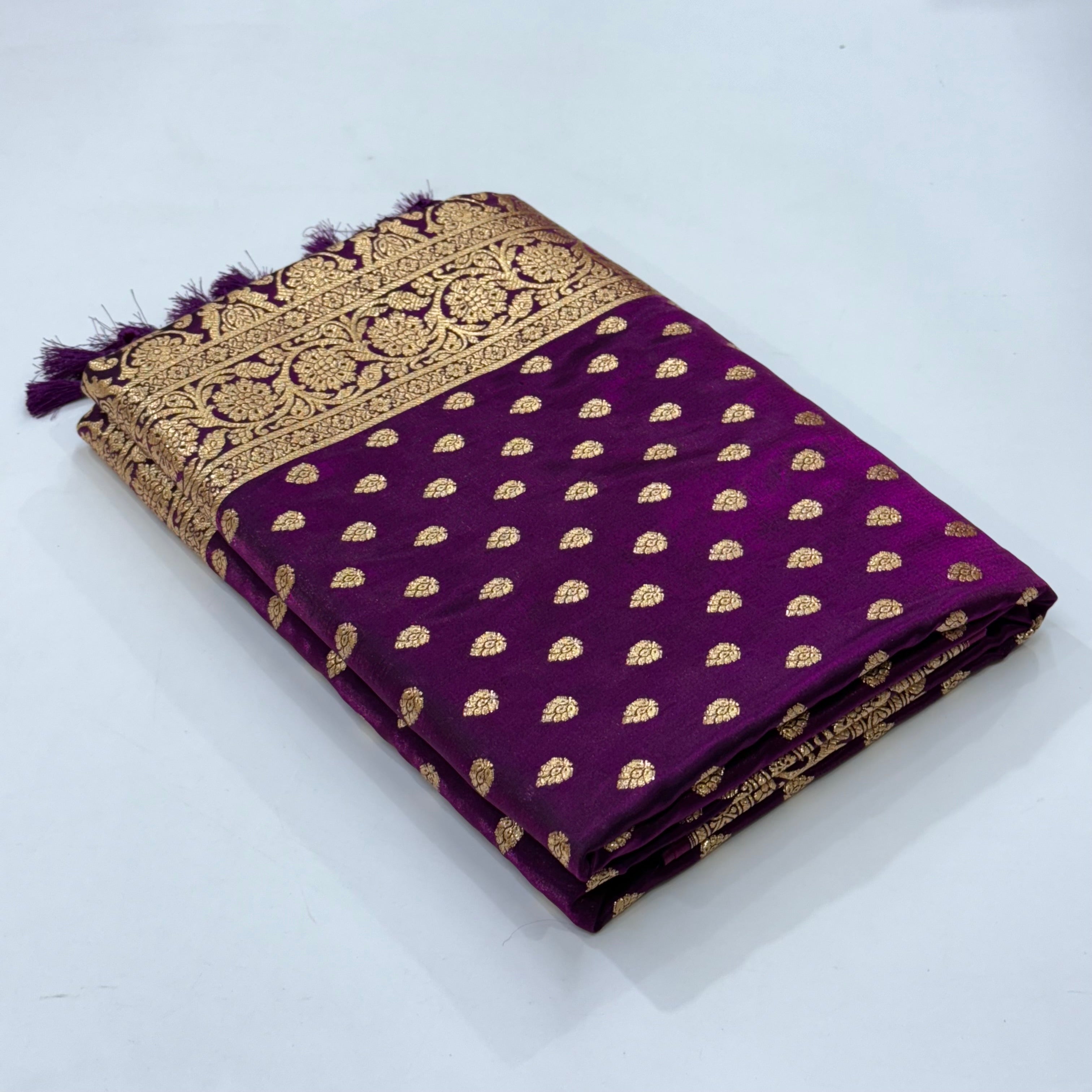 Satin Silk Booti in Wine Shades SS01