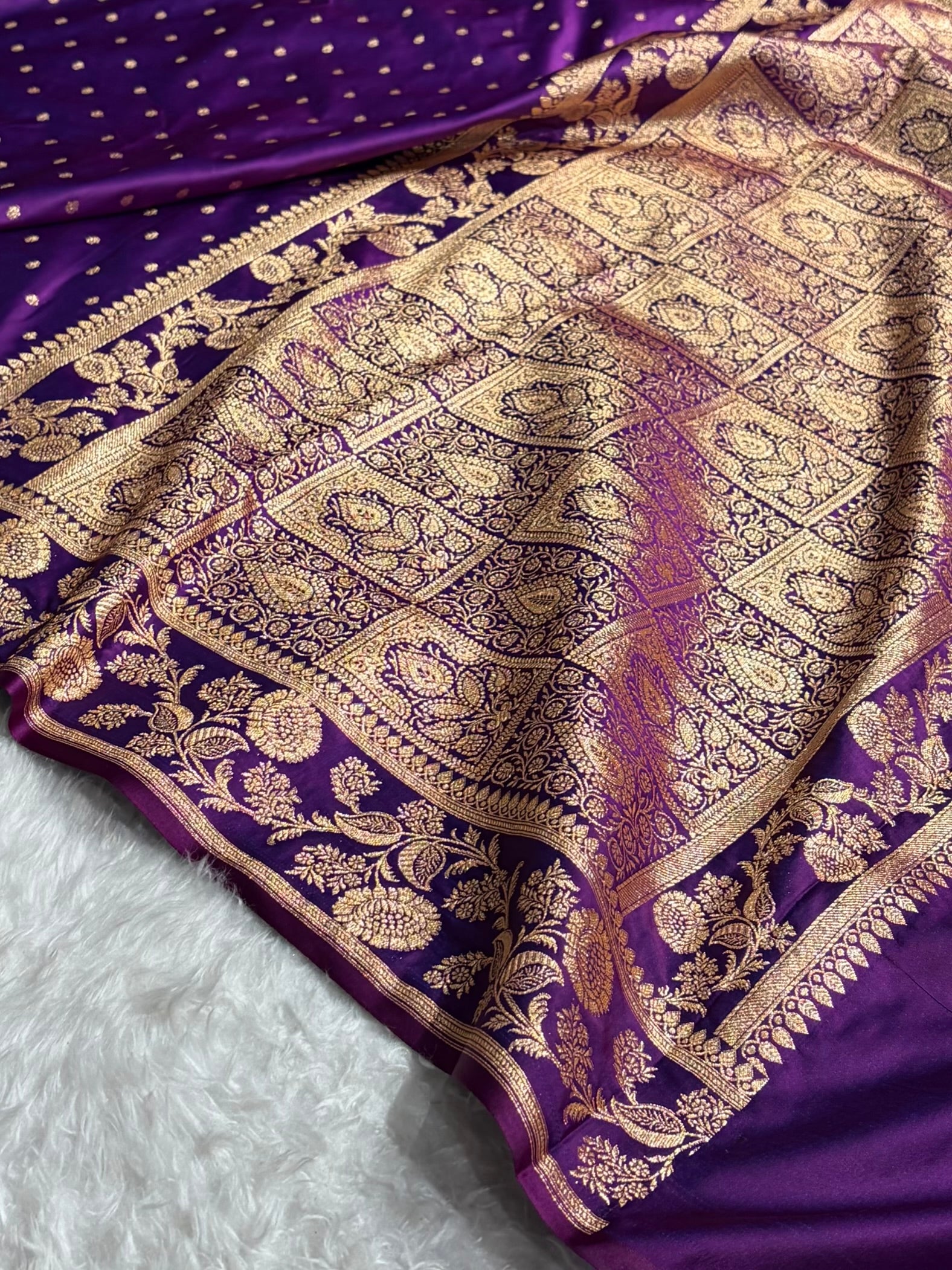 Banarasi Satin Katan Saree With Boota in Purple Shades SK107