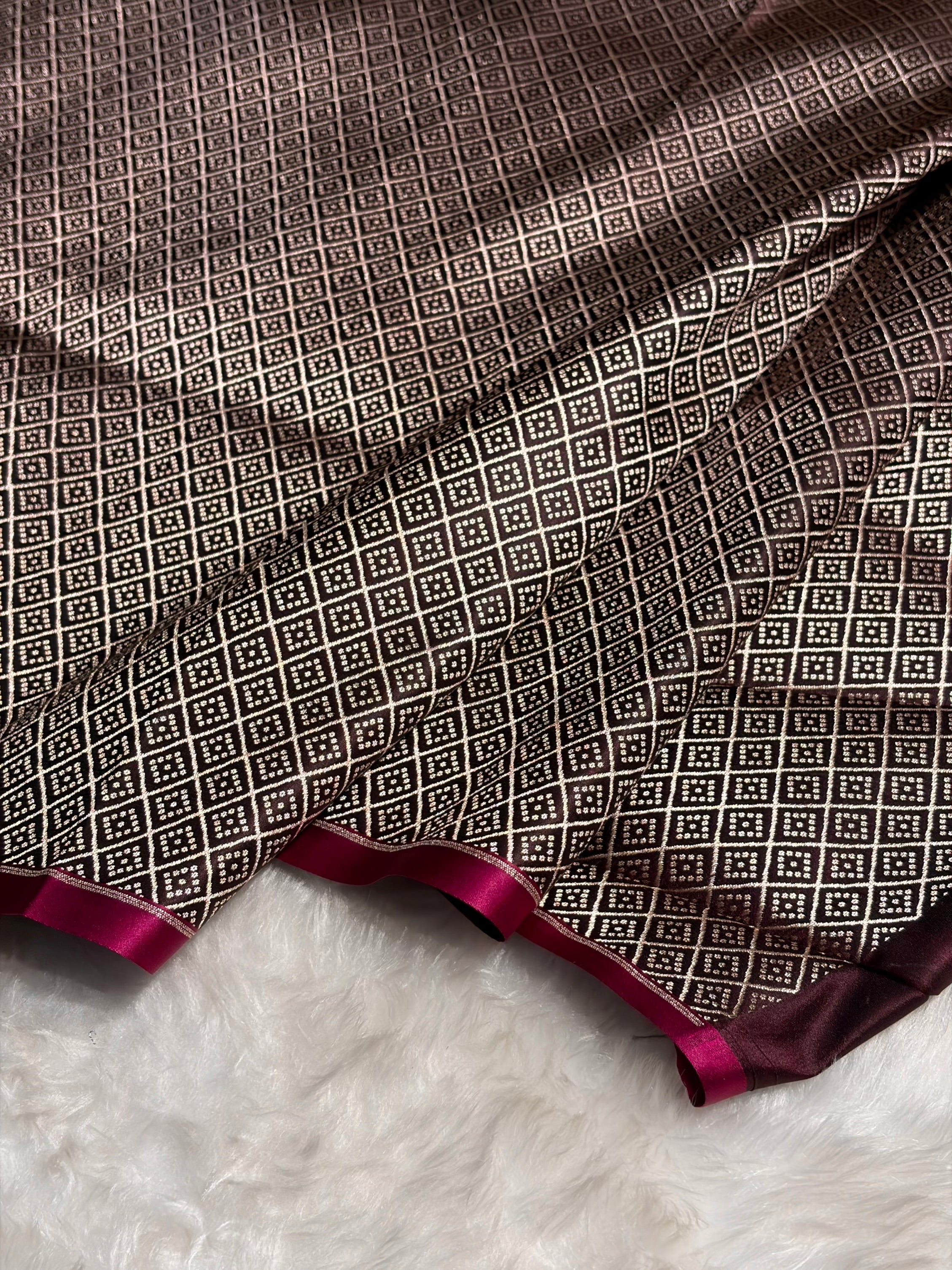 Garnet Shades Floral Border Mashru Silk Saree MSM-62