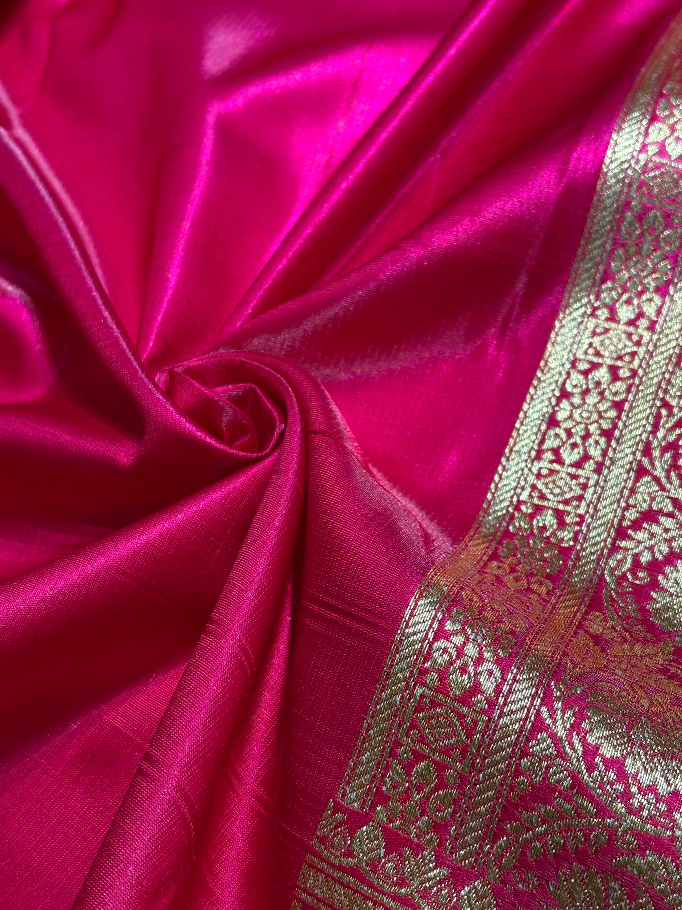 Pink Shades Banarasi Satin Silk Saree SS32