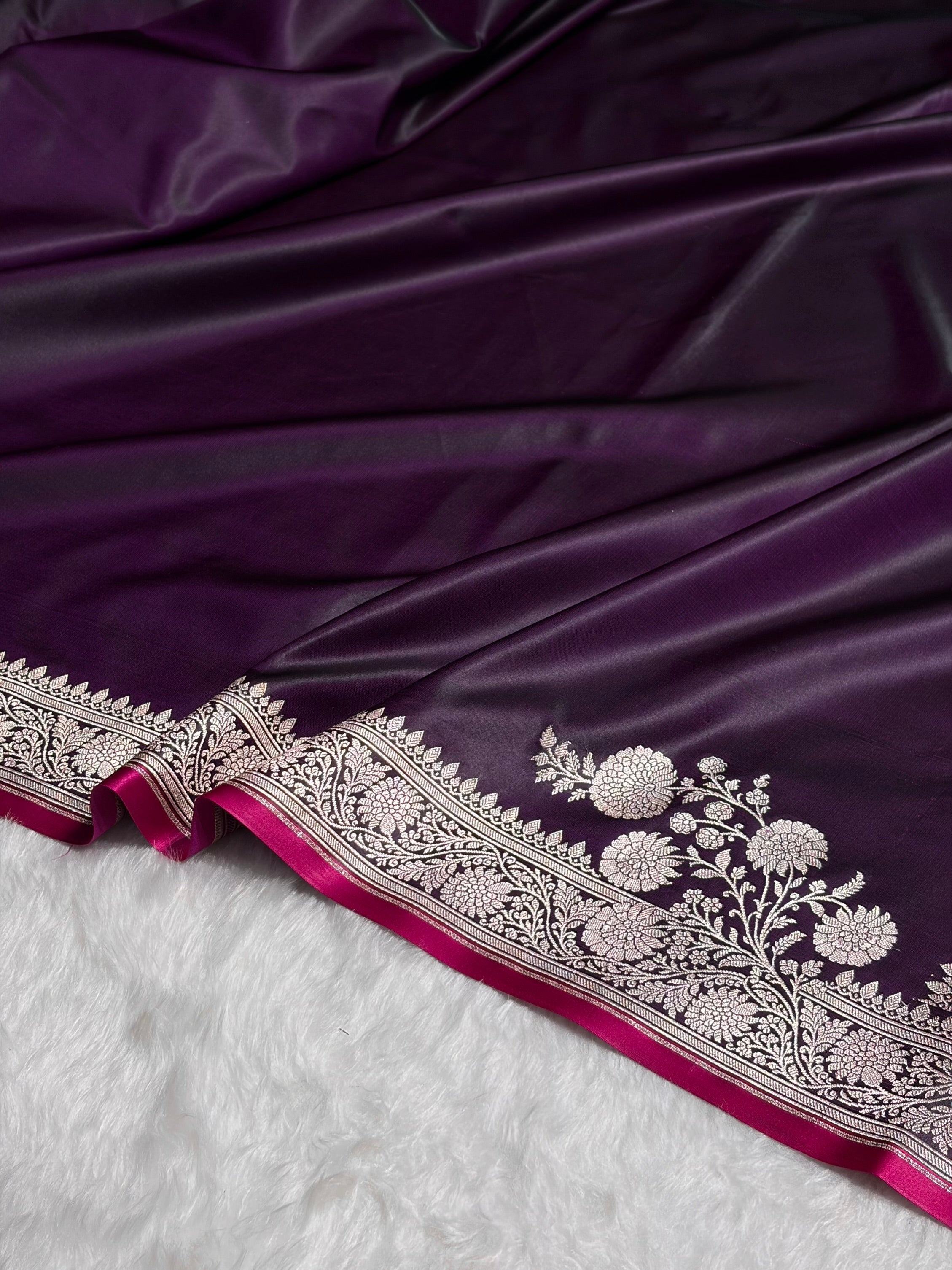 Wine Shades Floral Border Mashru Silk Saree MSM-62