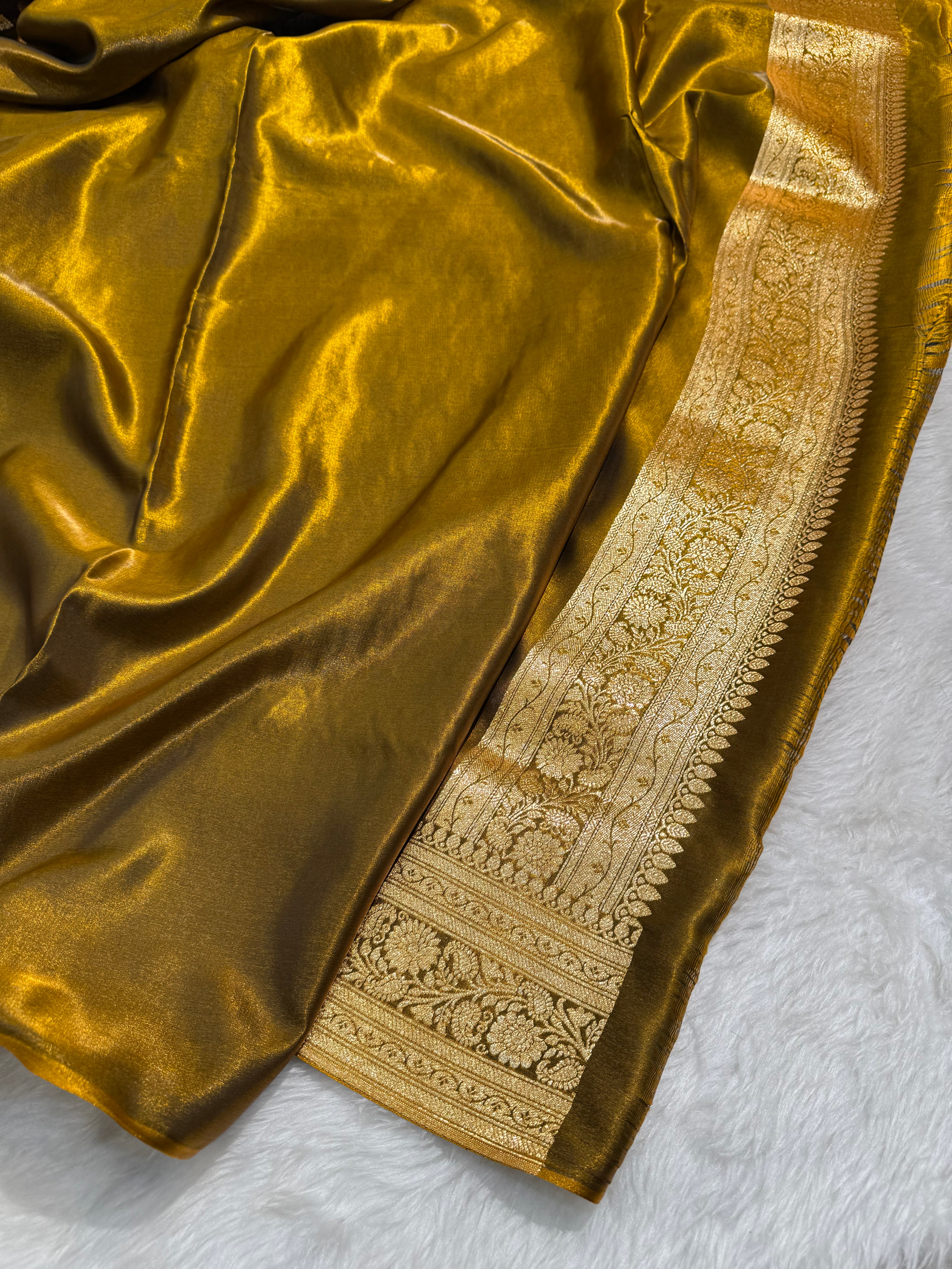Light Weight Satin Silk booti in Mehandi SS02