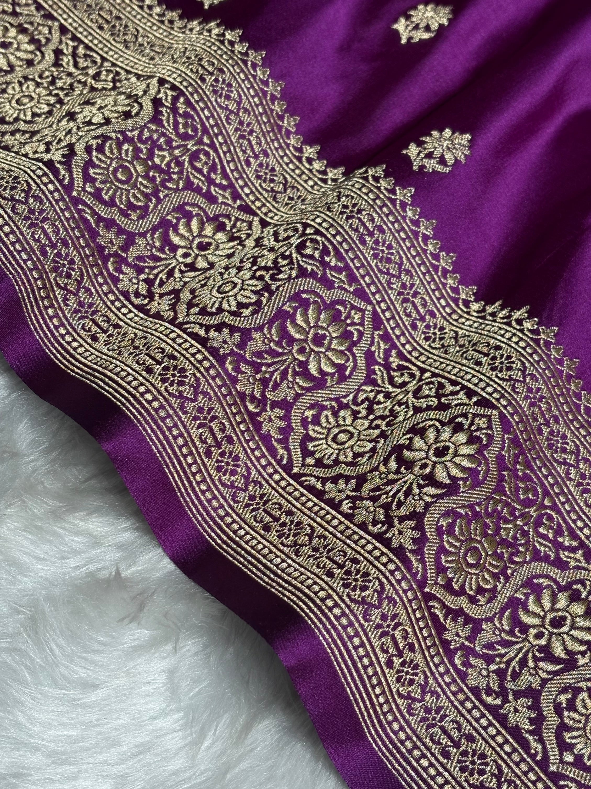 Magenta Floral Booti Katan Silk Saree SK62