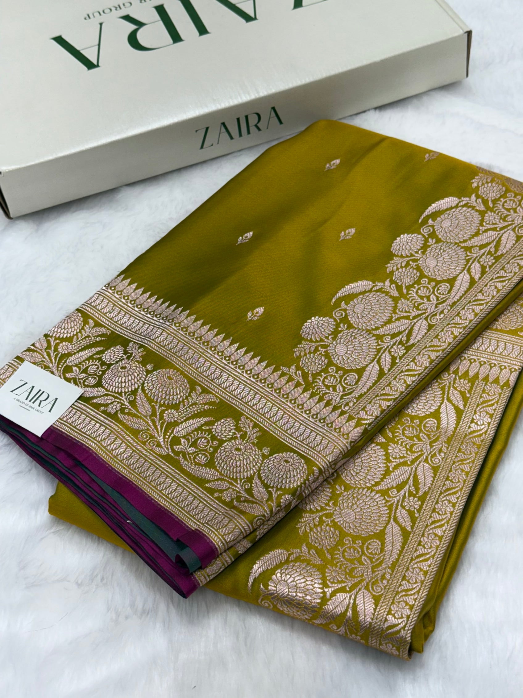 Mehendi Green Shades Floral Boota Mashru Silk Saree MSM 73