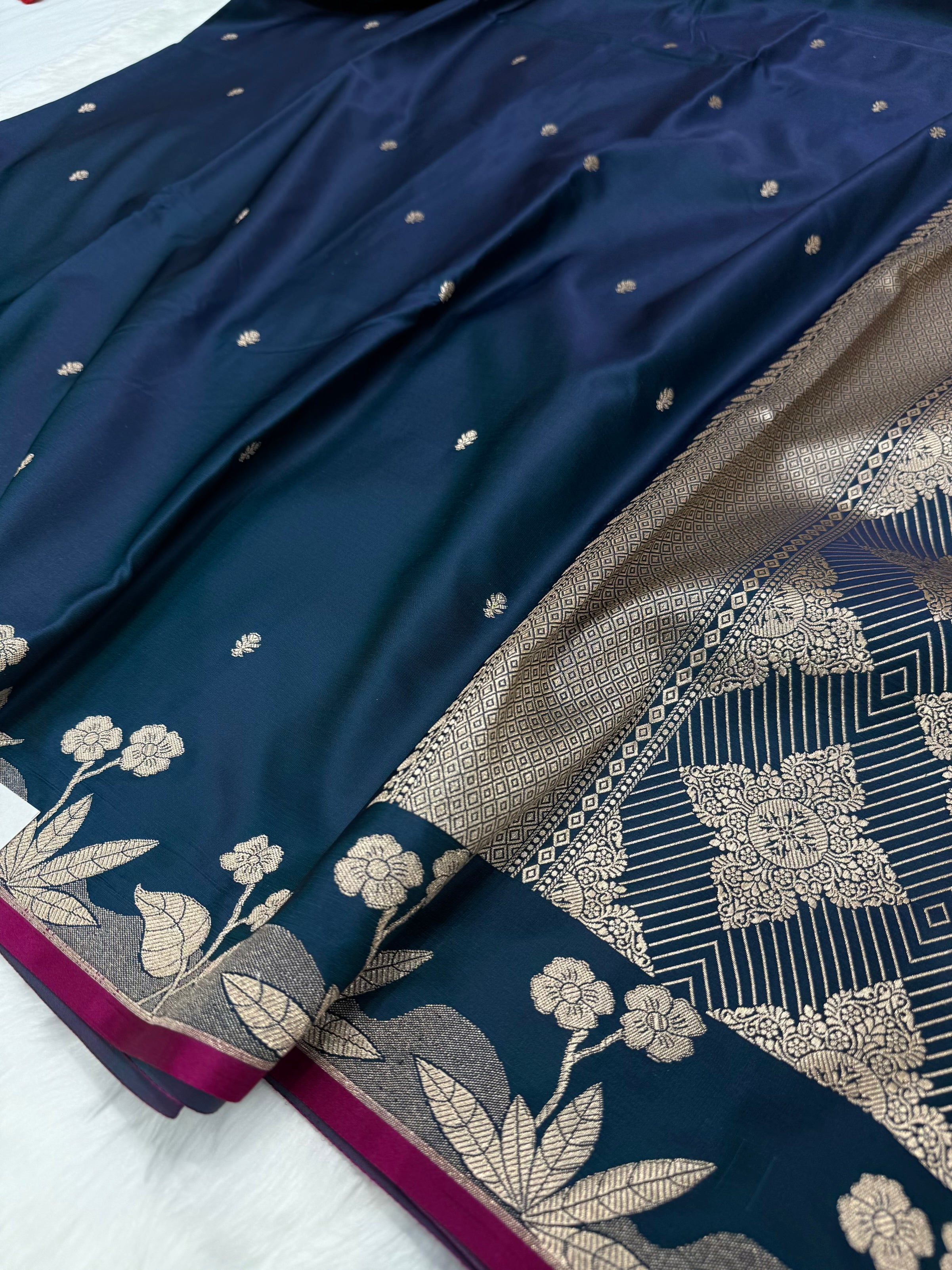 German Floral Booti Mashru Silk Saree