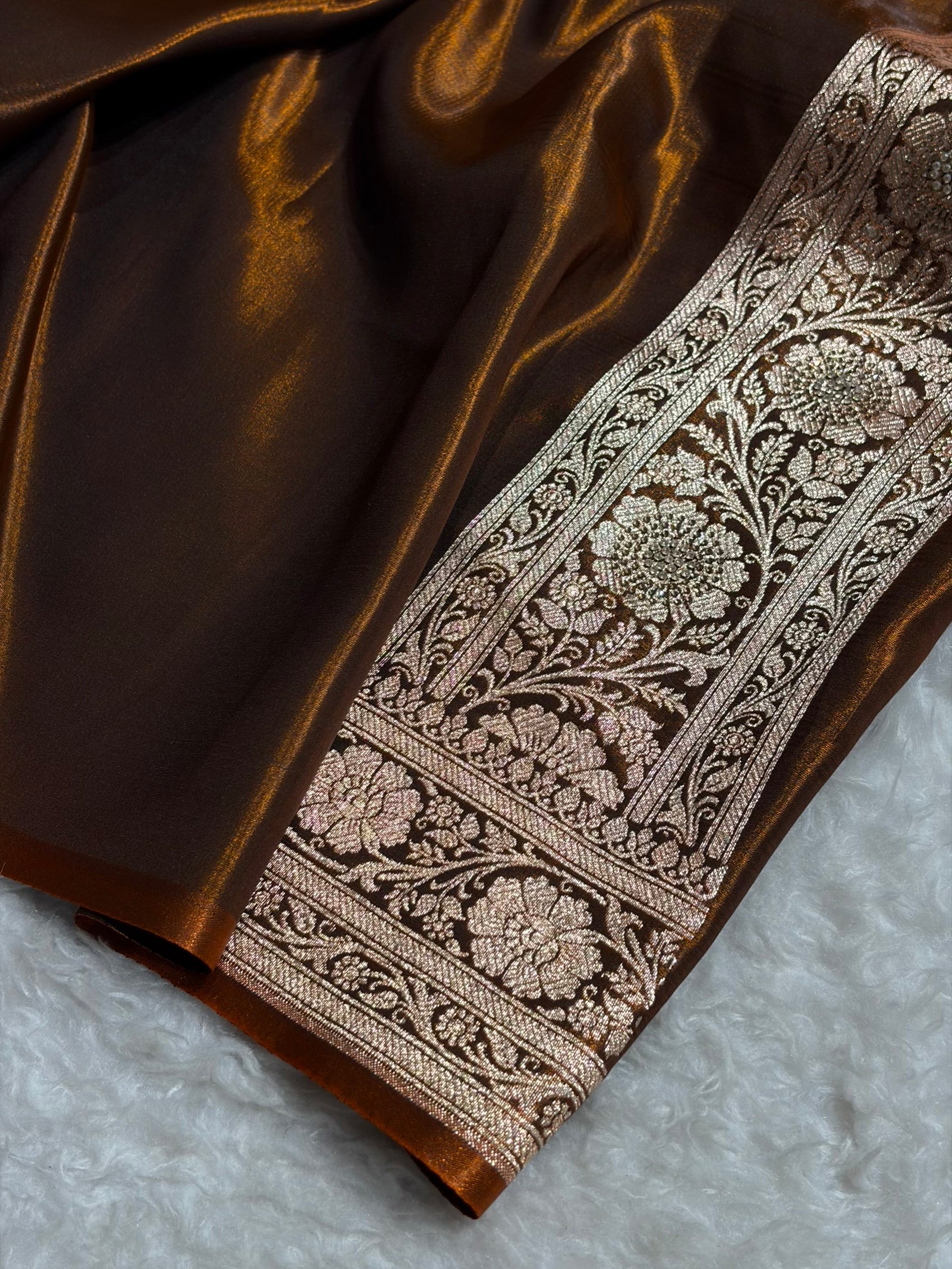 Satin Silk Dot Booti in Rust Shades with Swarovski work BSS08