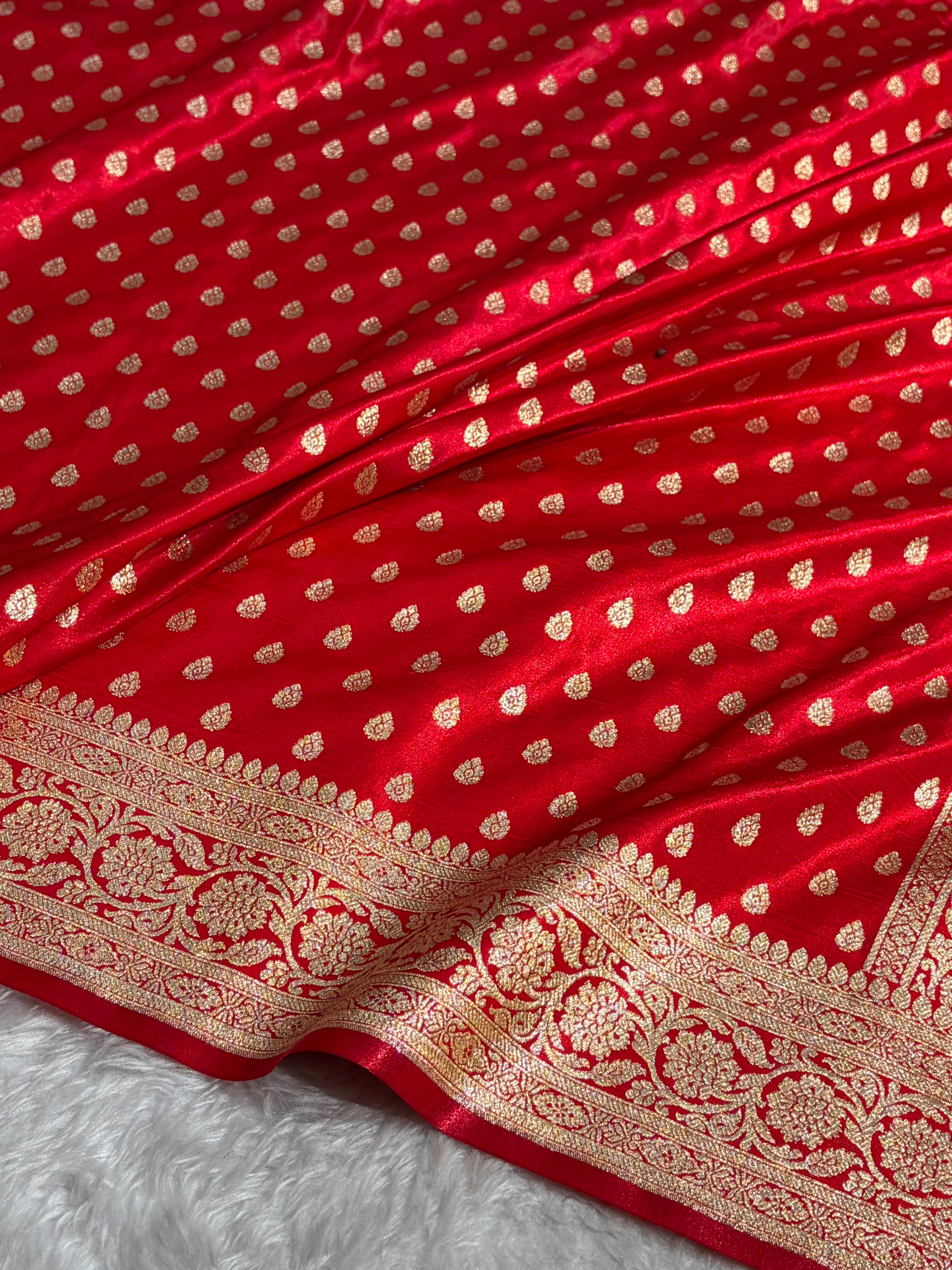 Satin Silk Booti in Red Shades SS01