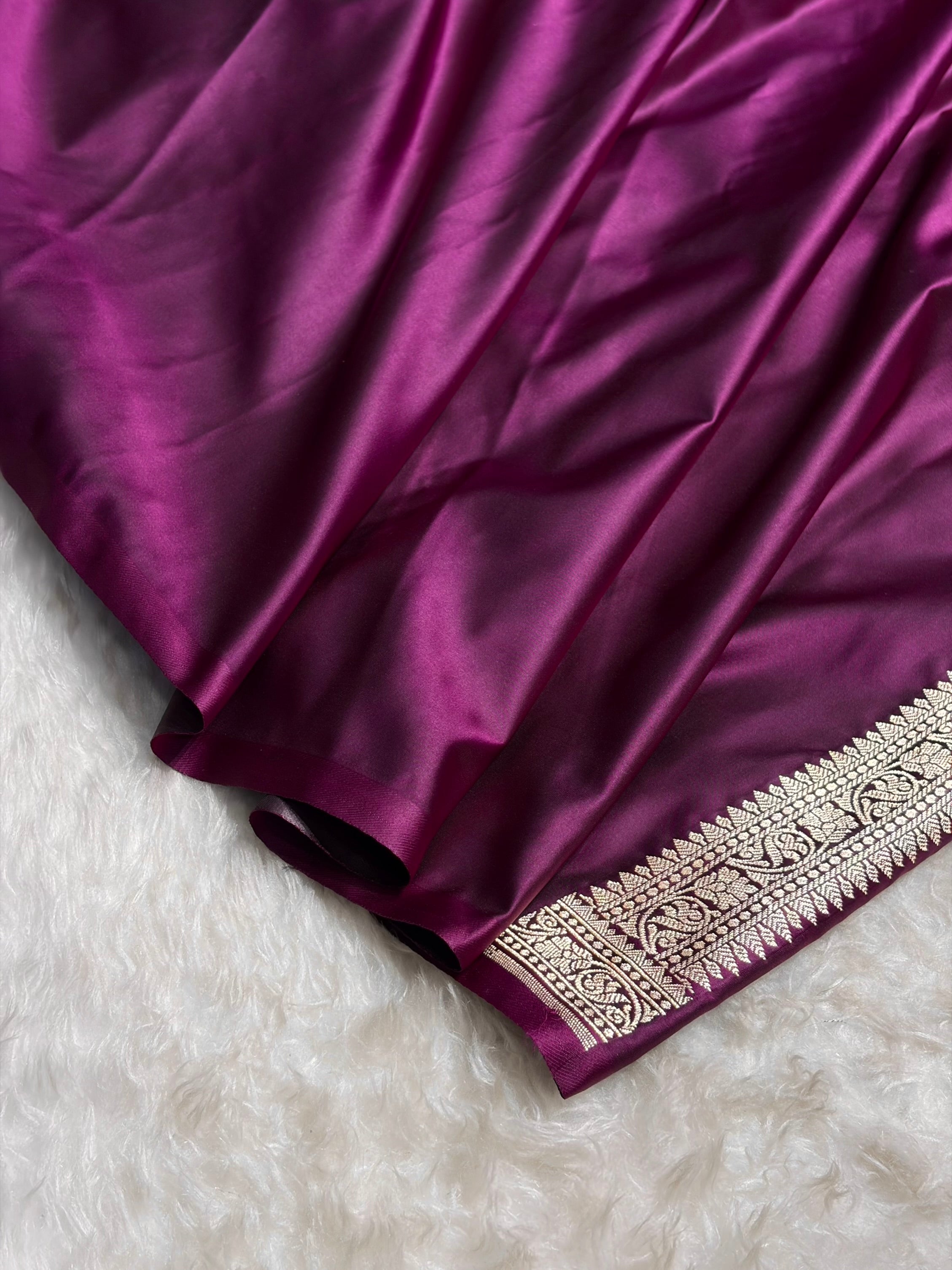 Premium Banarasi Satin Katan Saree in Wine Shades SK90