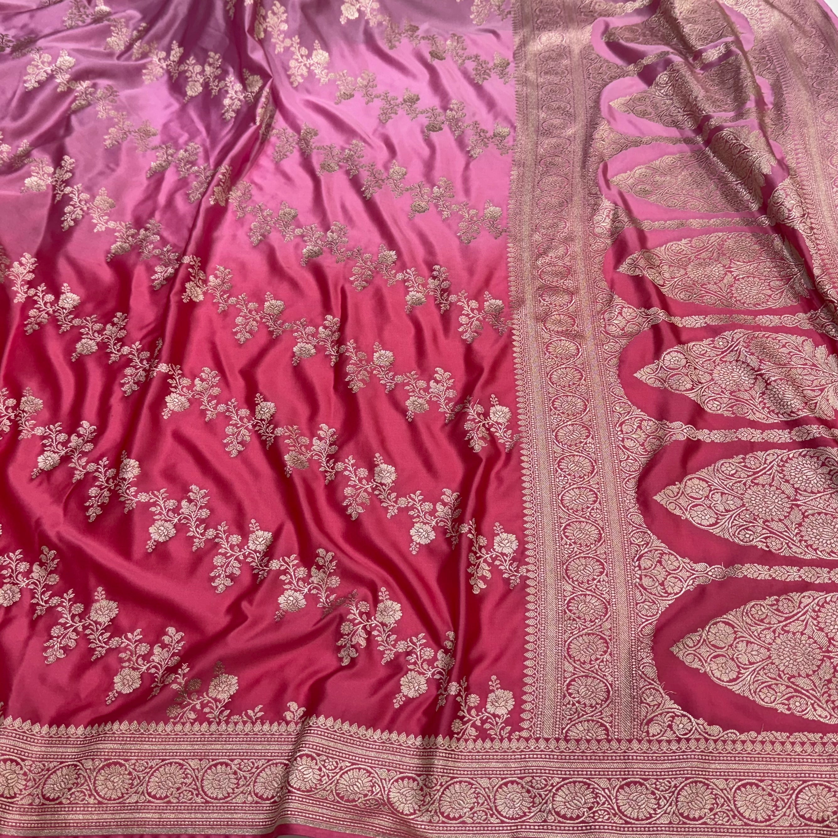 Ombre Pink Mashru Silk Saree