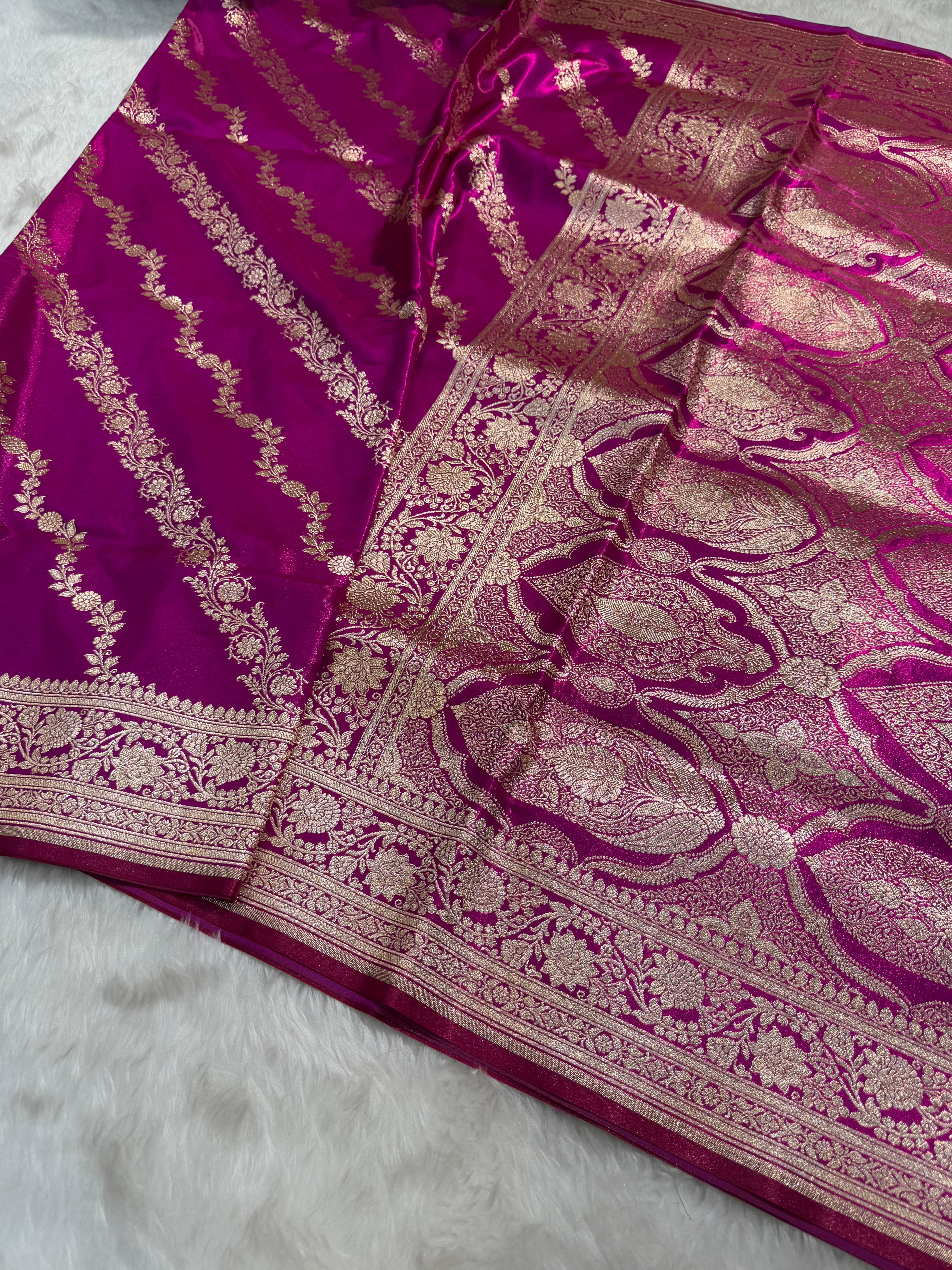 Ultra Light Weight Satin Silk Reddish Magenta Cross SS10