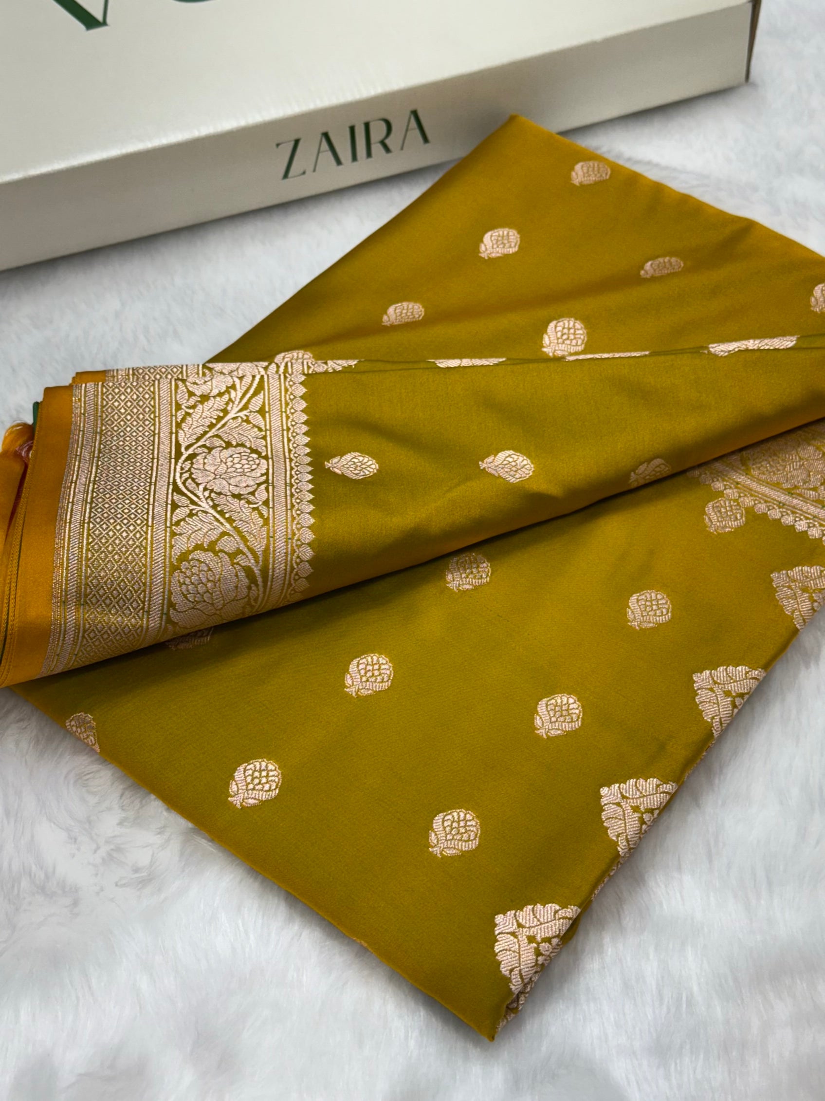 Mehendi Green Shades Floral Boota Mashru Silk Saree MSM-02