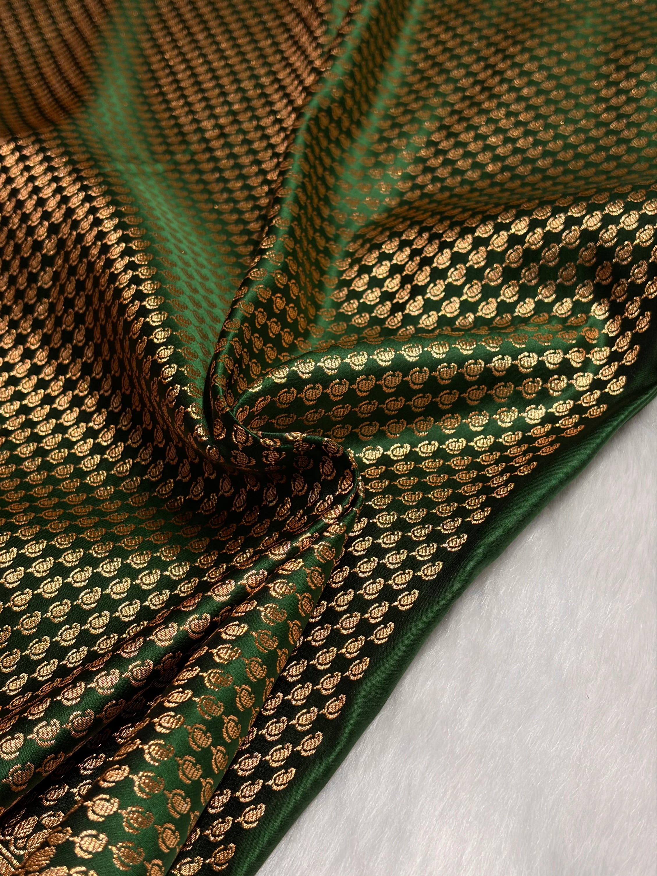 Bottle Green Pattern Satin Katan Silk saree SK37