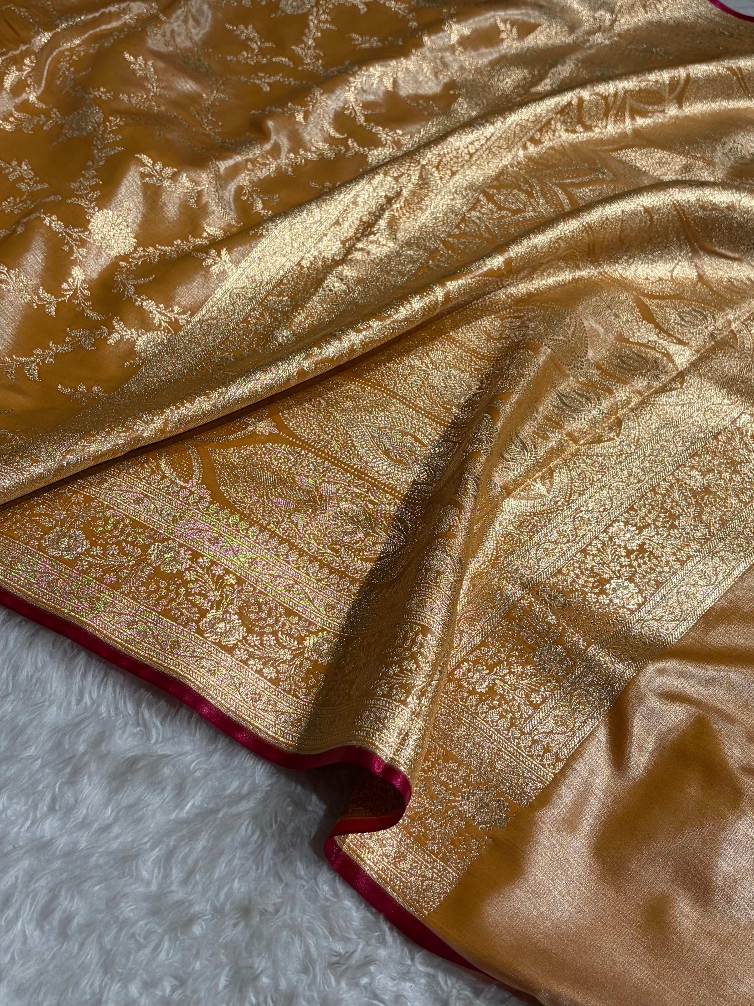 Satin Silk Banarasi Jaal in Lemon Green Shades SS14