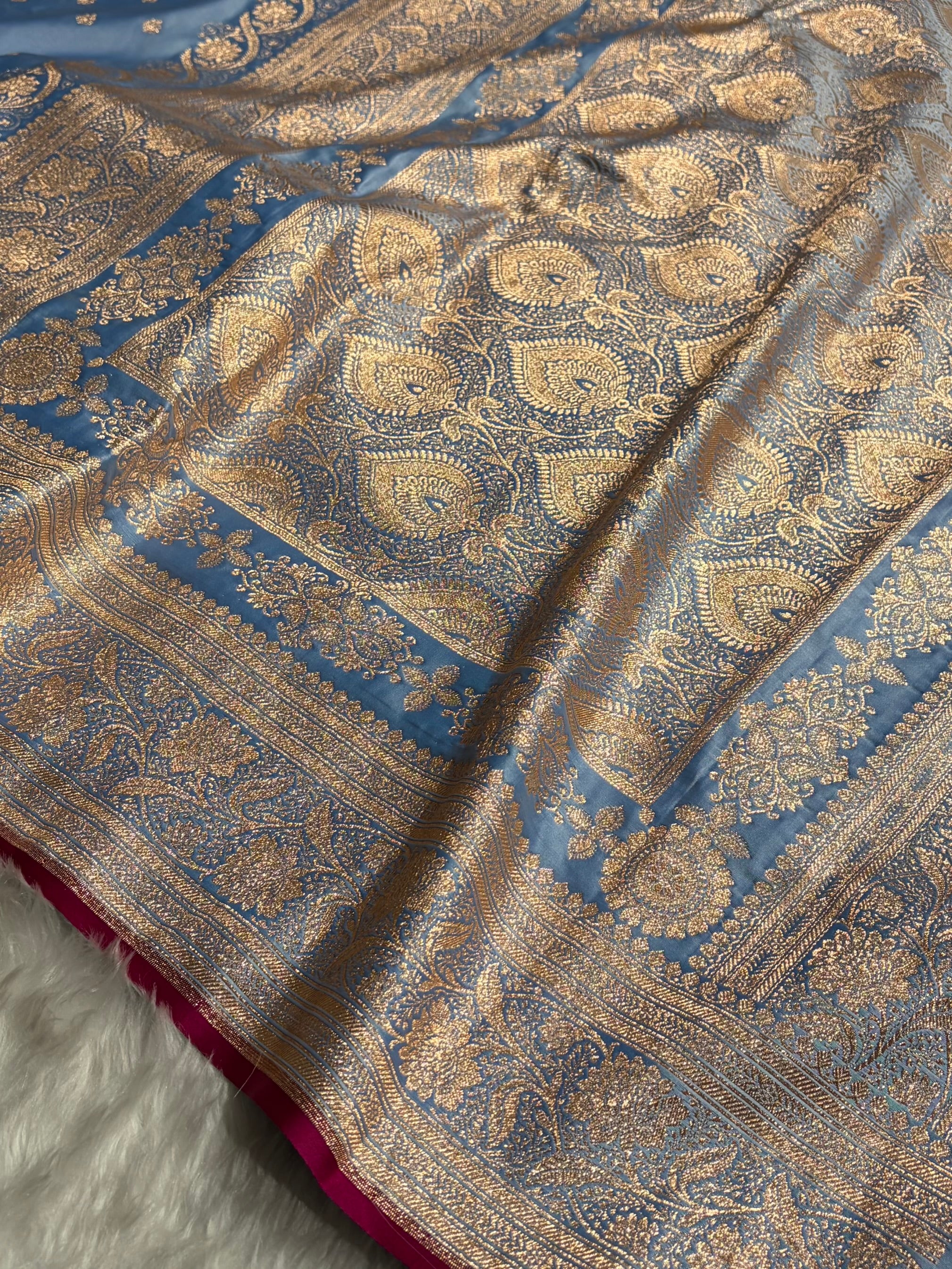 Katan Silk Saree In Nile Blue Shades SK08