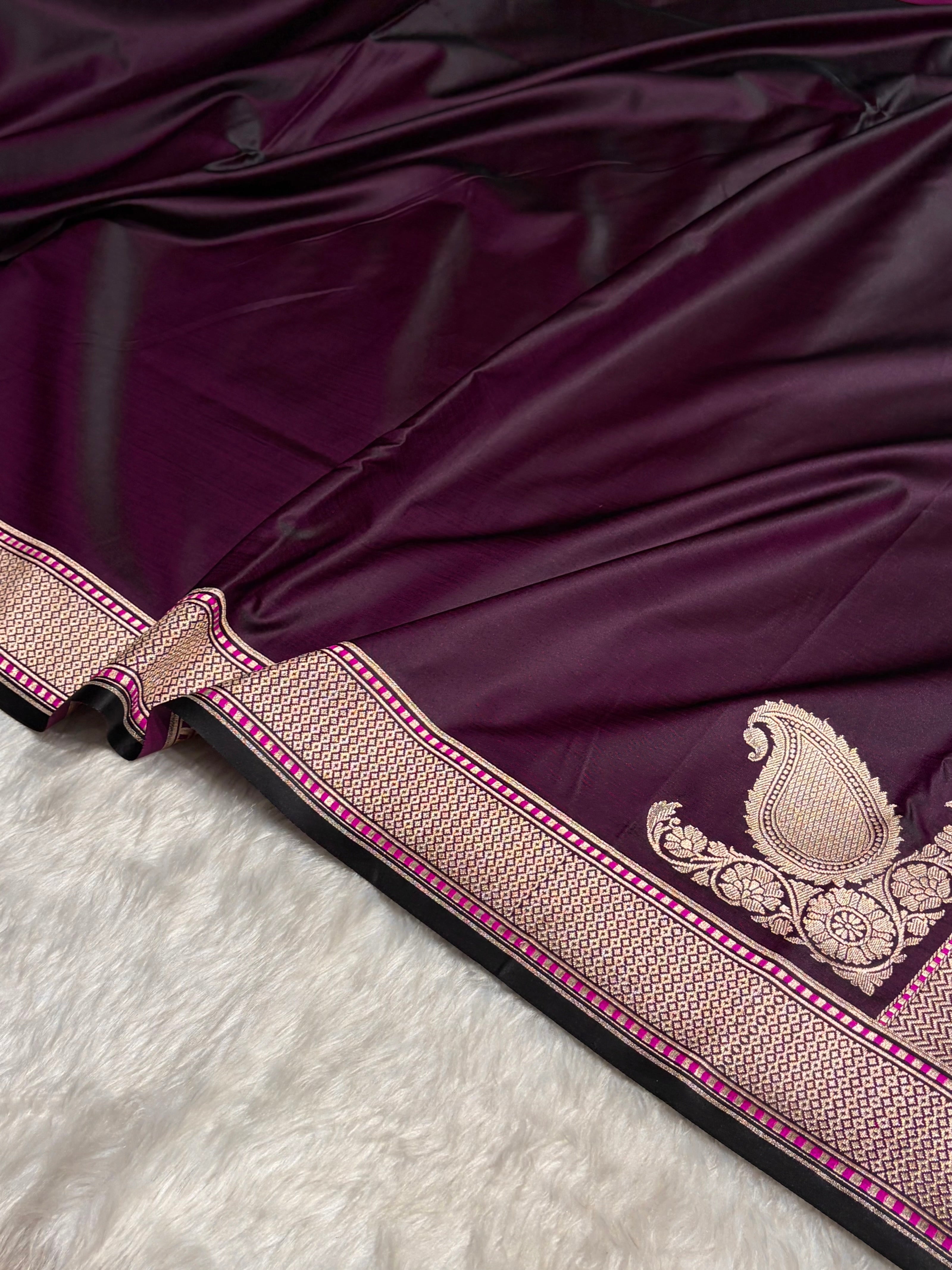 Plain Mashru with Dark Magenta Cross Shades MSM-51