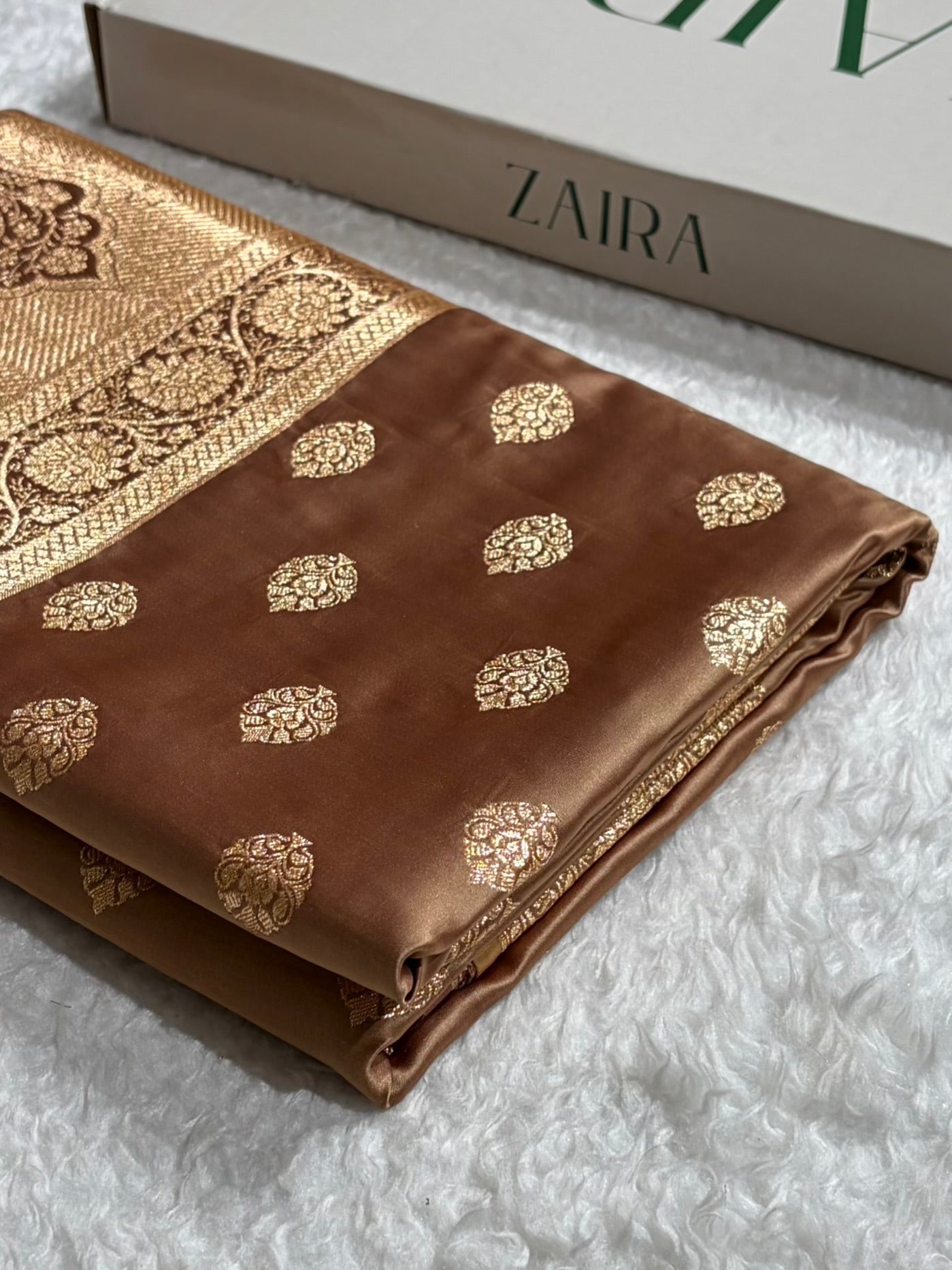 Banarasi Boota Katan Silk Saree In Tusser Shades SK02