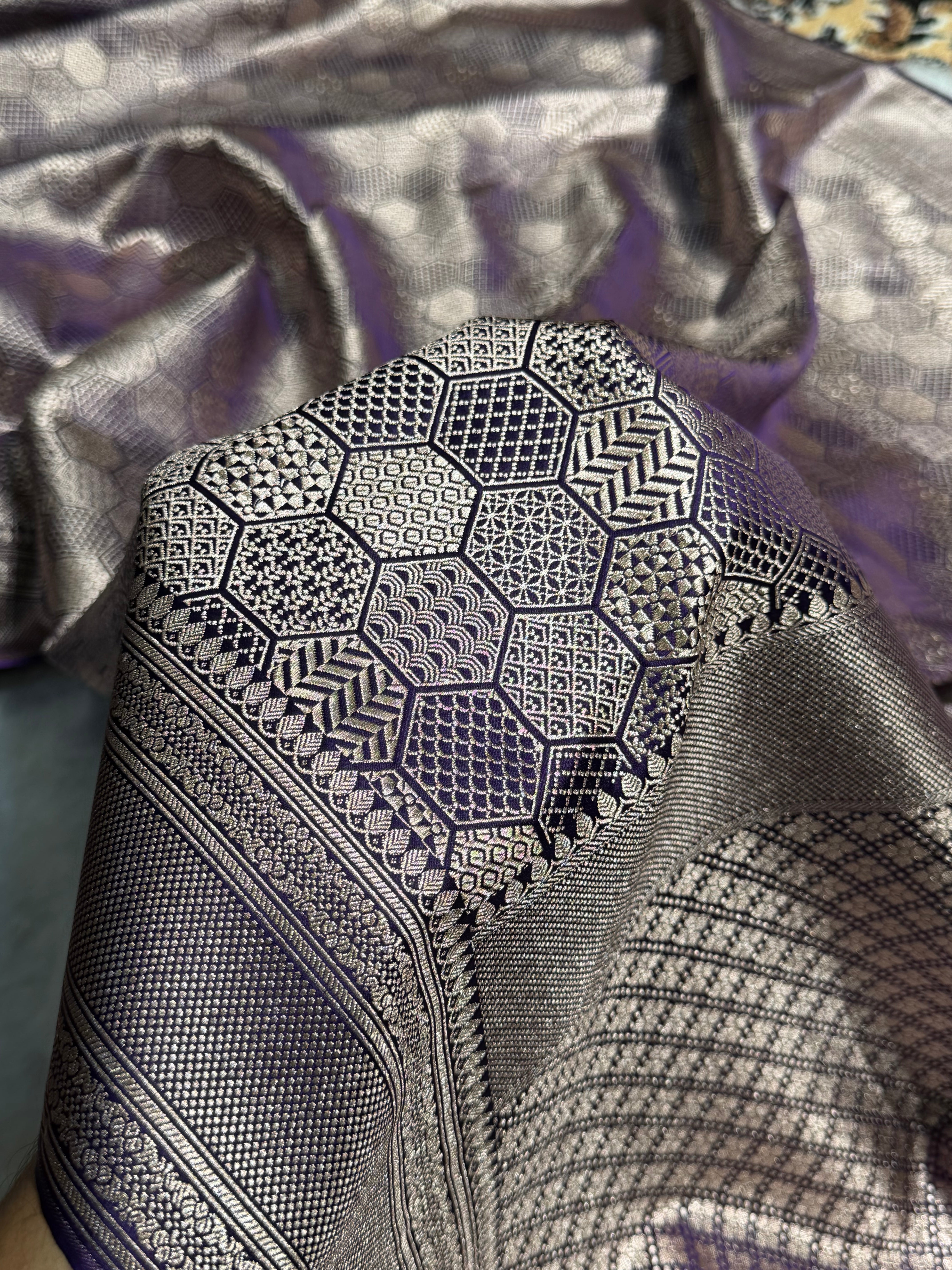 Purple Shades Brocade Mashru Silk Saree MS85
