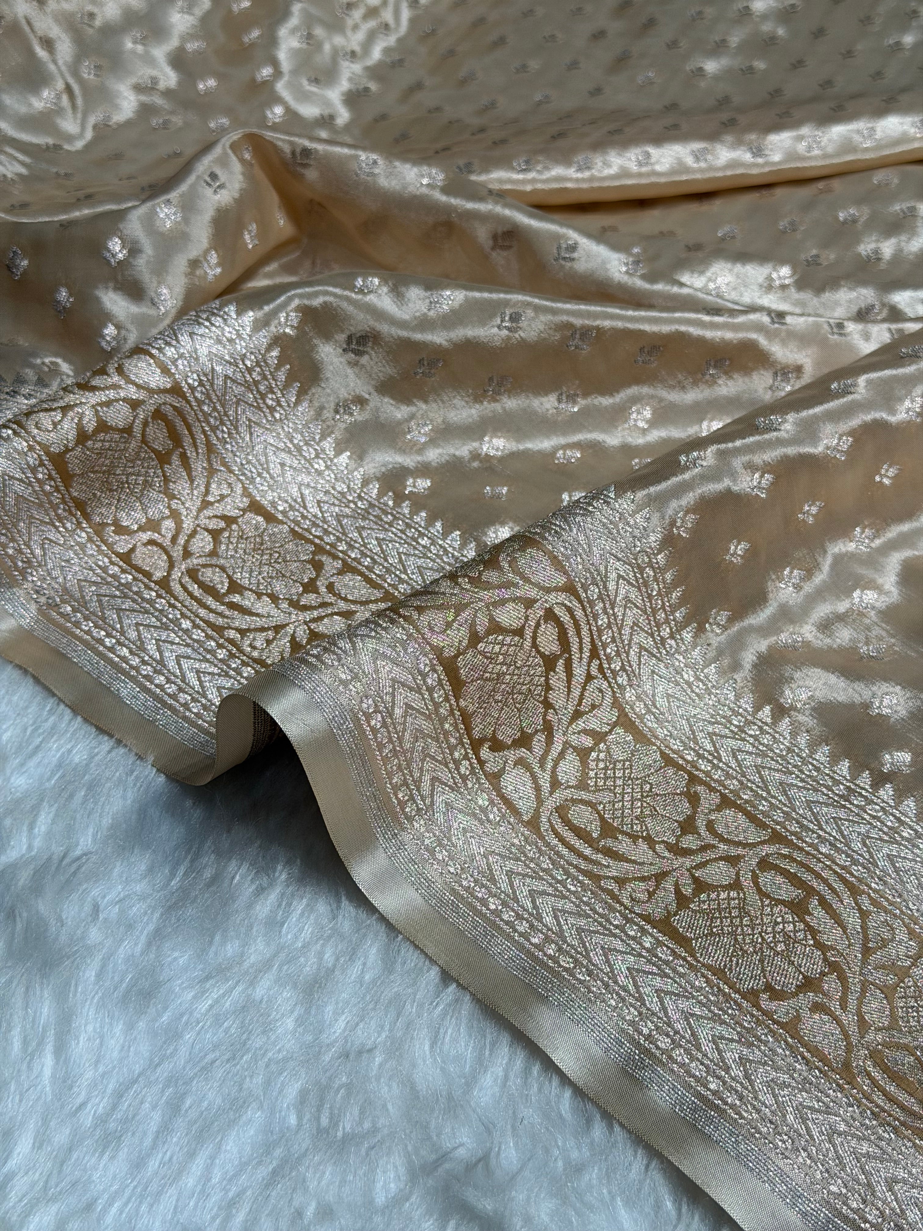 Tusser Shades With Contrast Border Crepe Silky Katan Banarasi Saree CSK-04