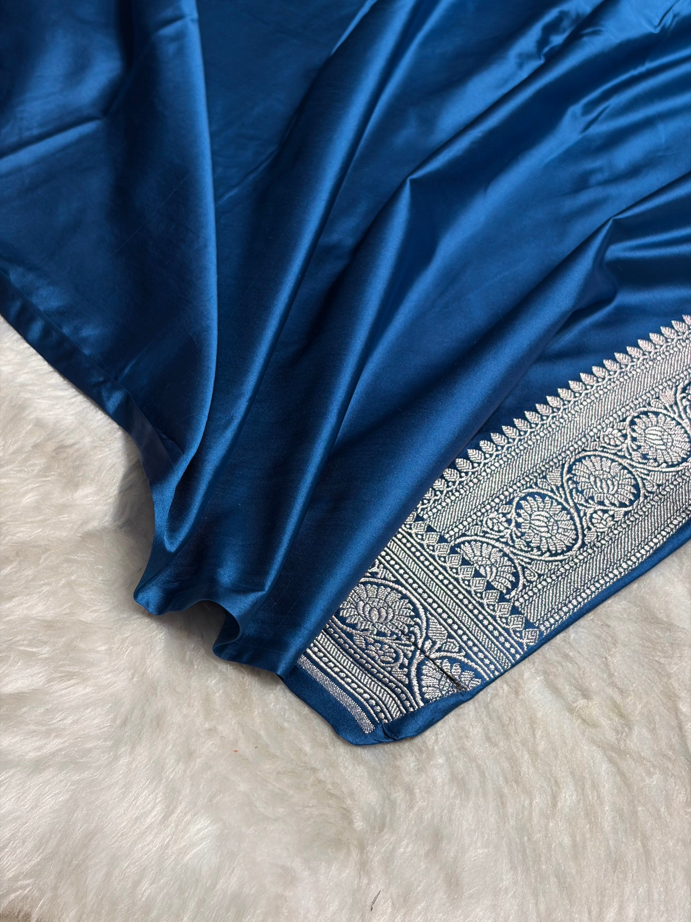 Light Royal Blue Minakari Banarasi Cross Mashru Silk Saree MS01