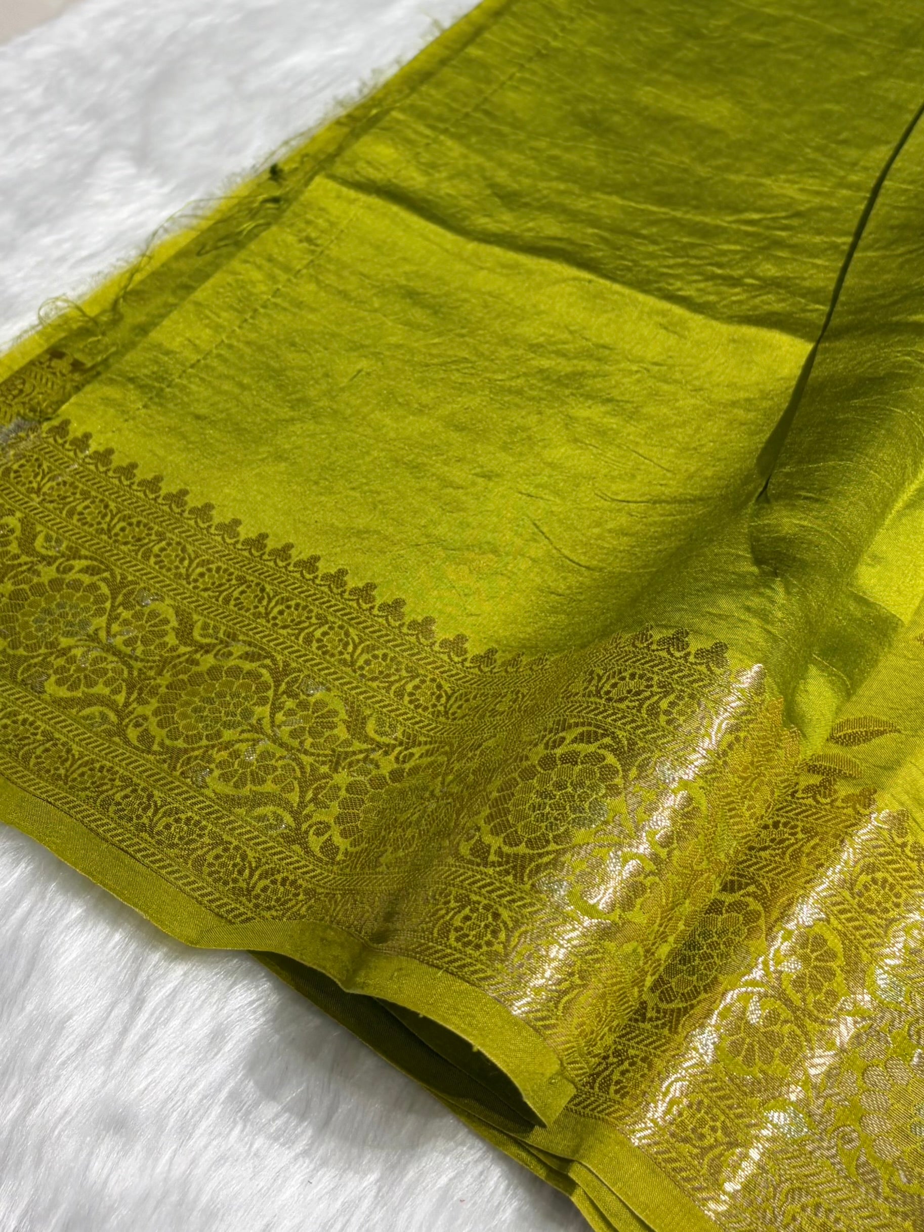 Mehendi Shade Minakari Pure Caramel Silk Saree CS-04