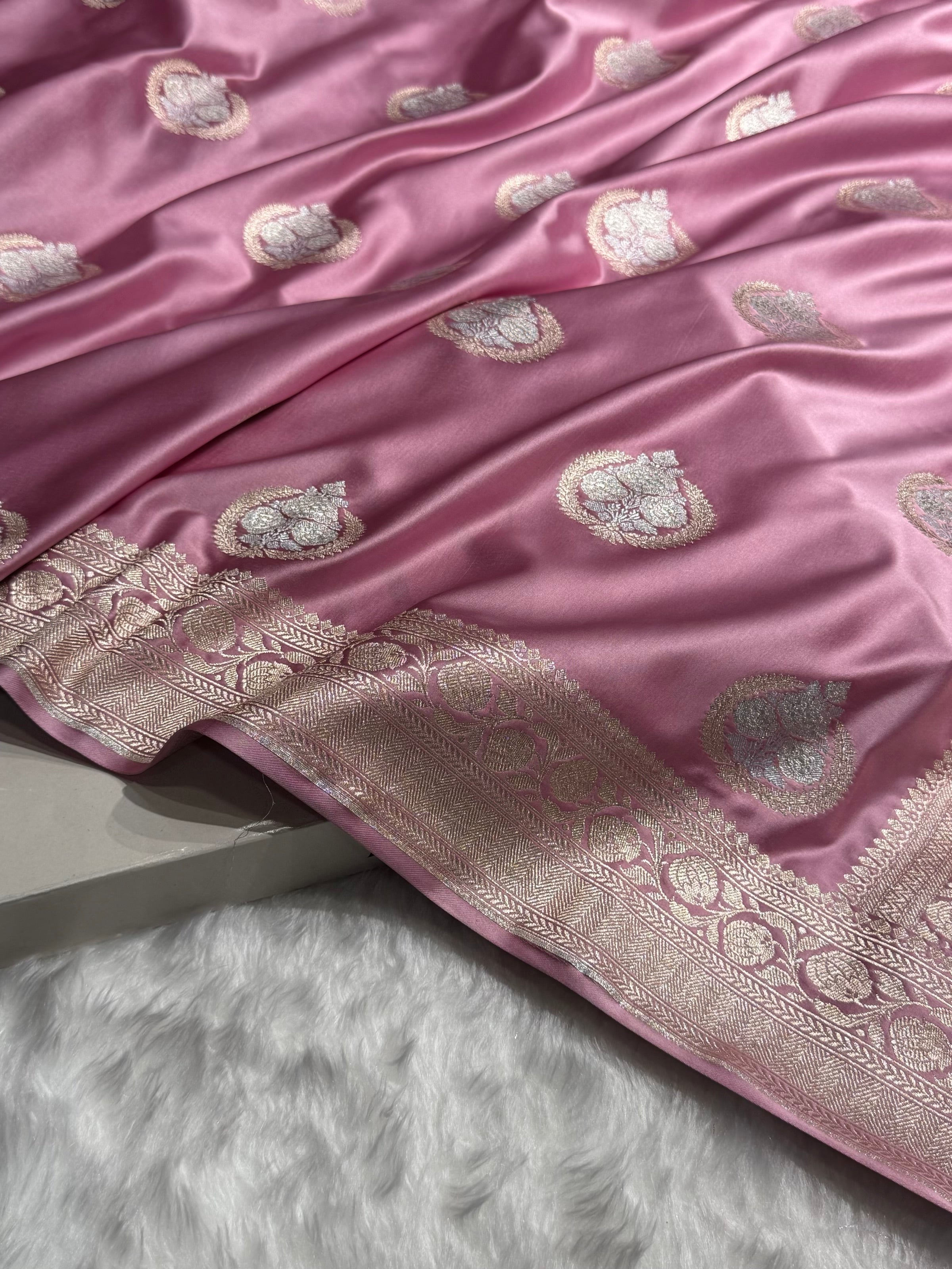 BlushPink Minakari Boota Mashru Silk Saree MS35