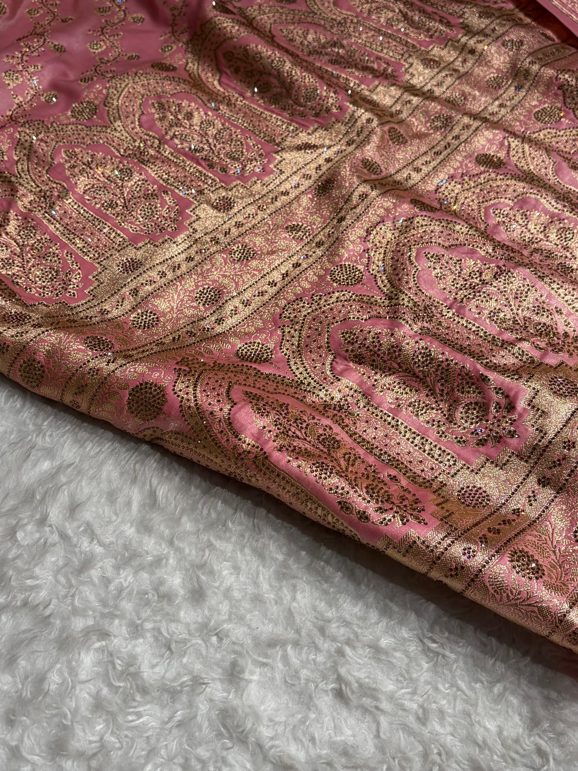Bridal Baby Pink Cross Satin Silk with Ari and Stone work BSS11
