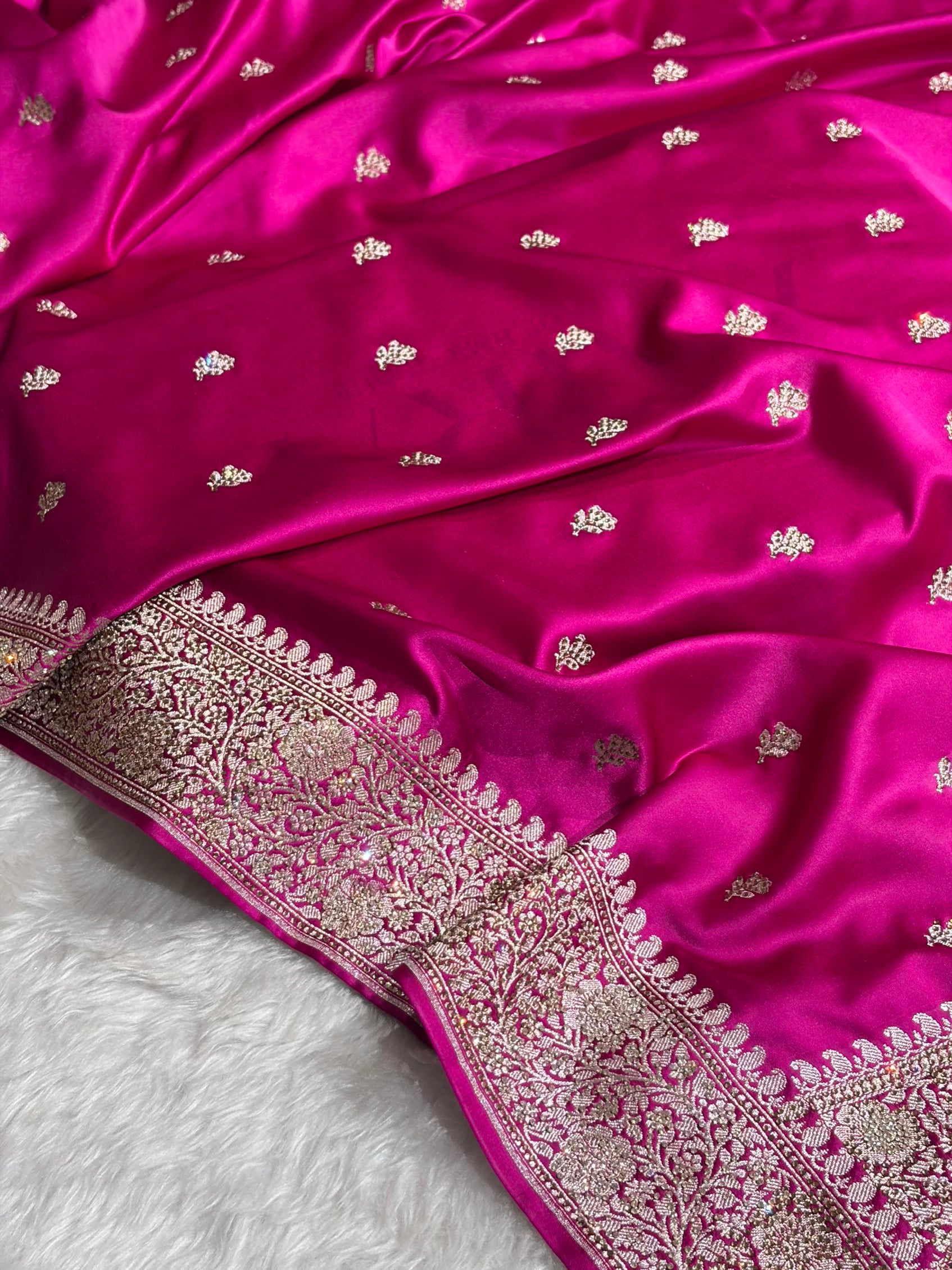 Wine With Swarovski Work Booti Mashru Silk Saree BMS40