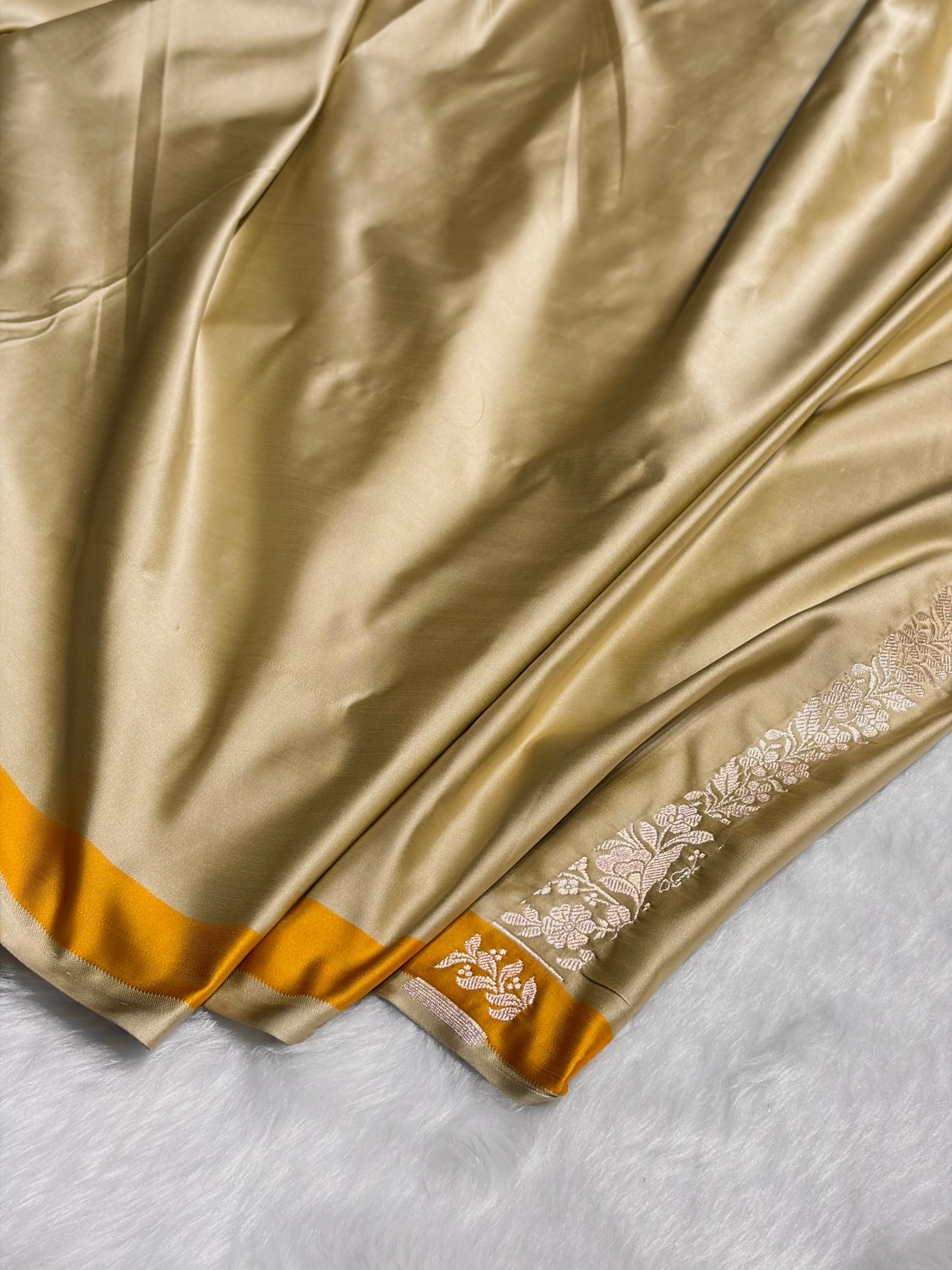 Tusser Shades Floral Minakari Skirt Border Mashru Silk Saree MSM-83