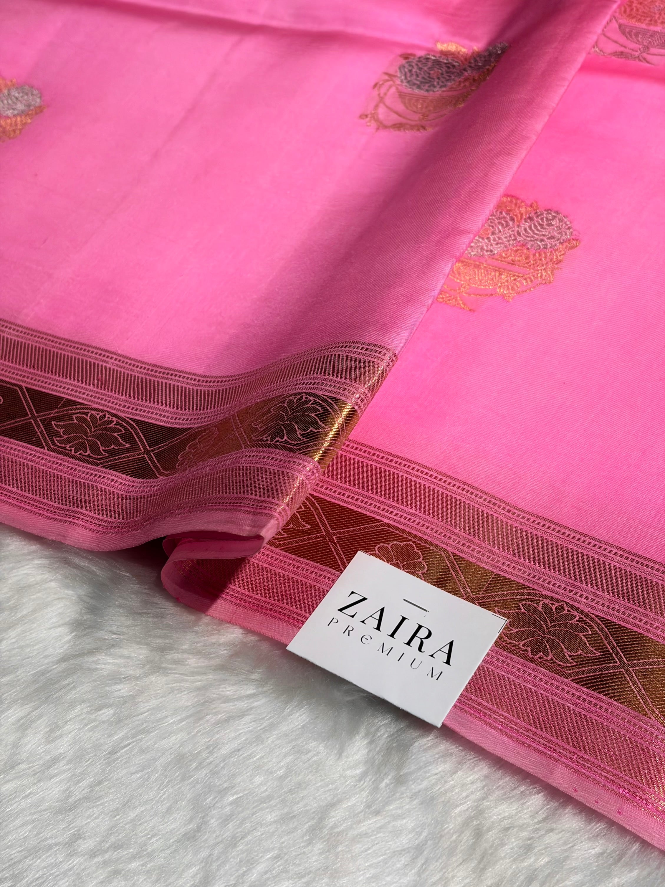 Baby Pink Boota Handwoven Raw Mango Silk RM-29