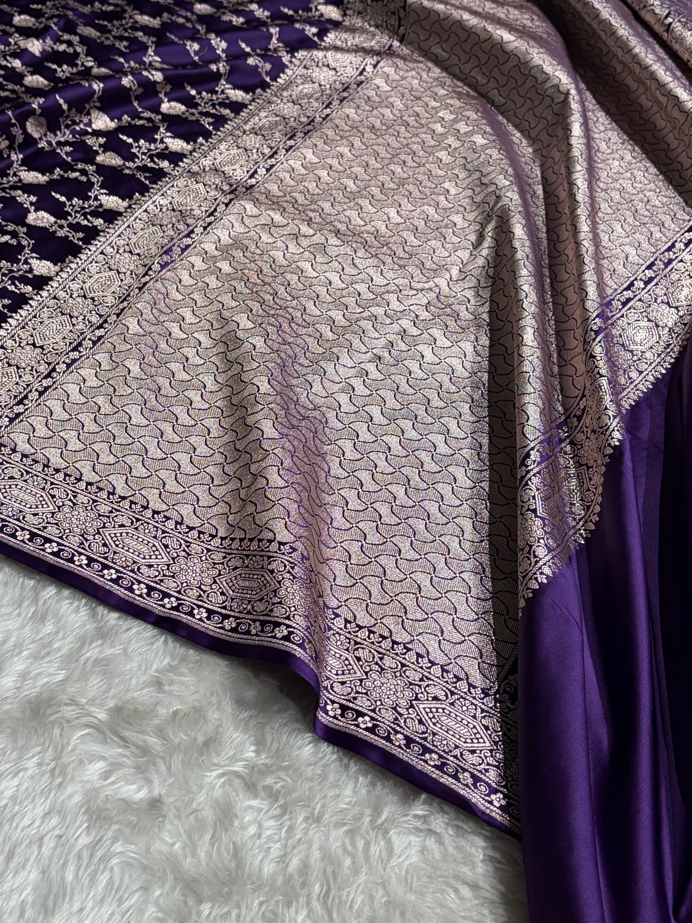 Banarasi Purple Shades Floral Mashru Silk Saree MCS92
