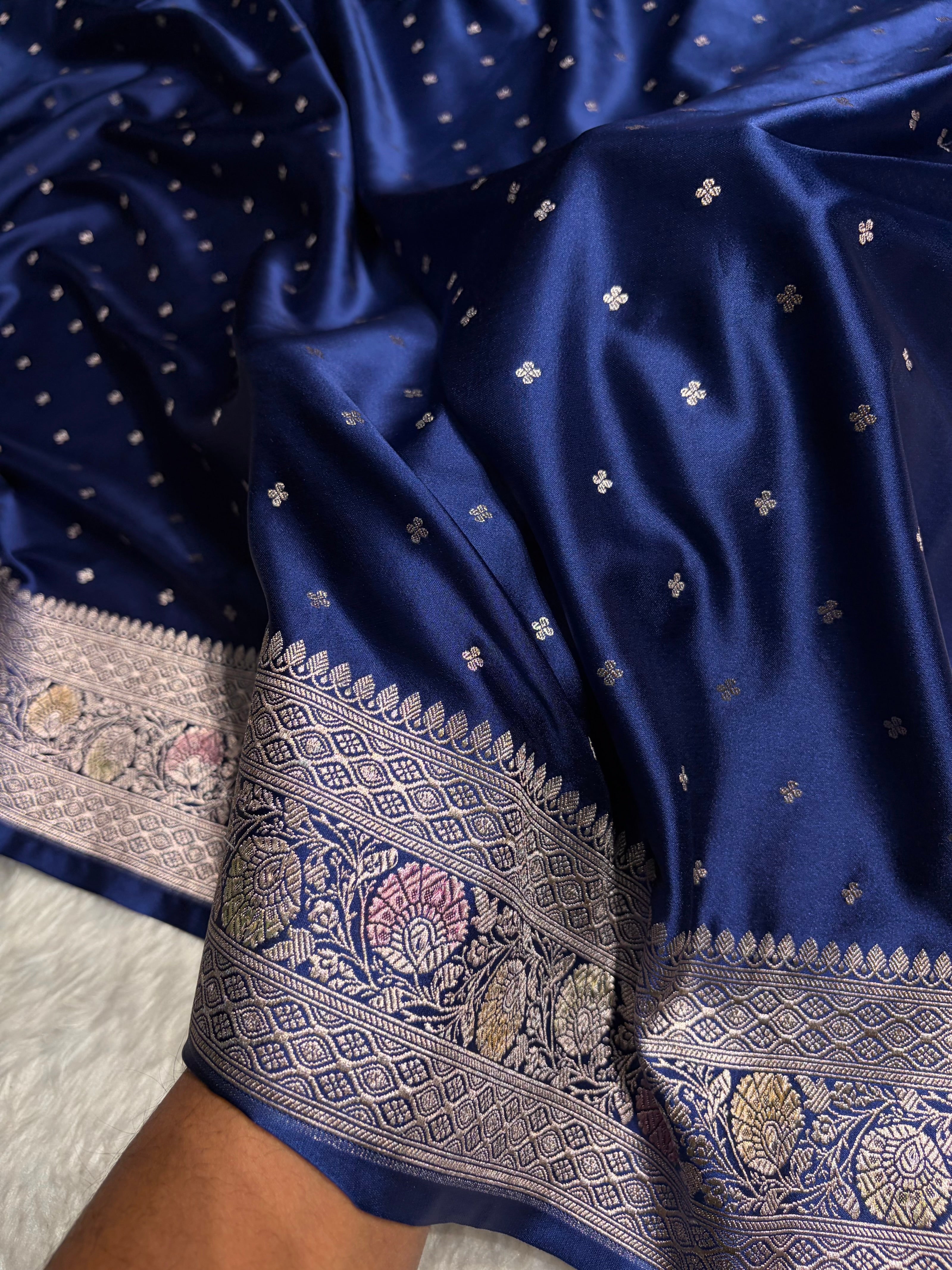Royal Blue Shade Minakari Booti Mashru Silk Saree MS38