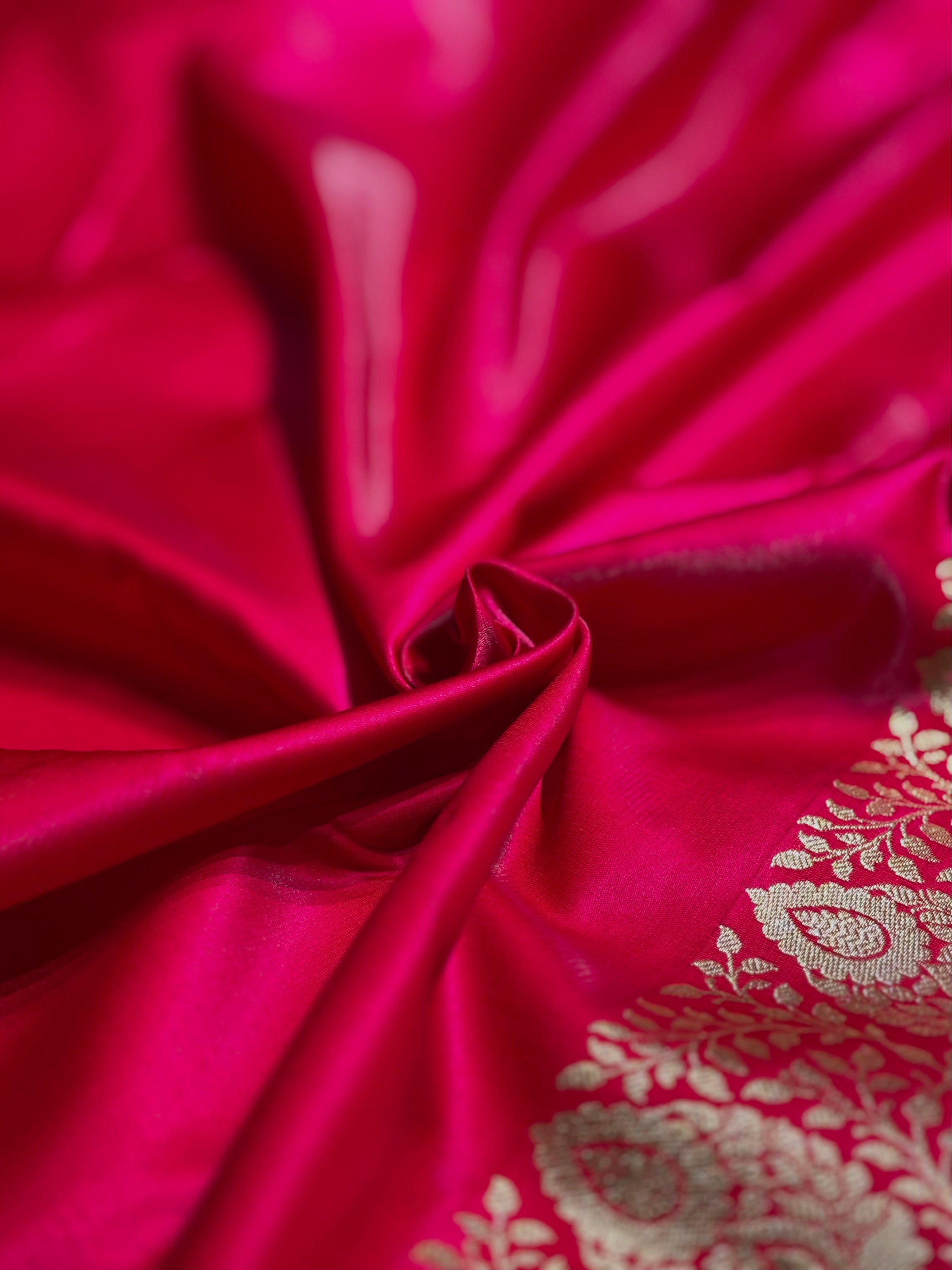 Ultra Light Weight Satin Silk Boota in Rani Shades SS31