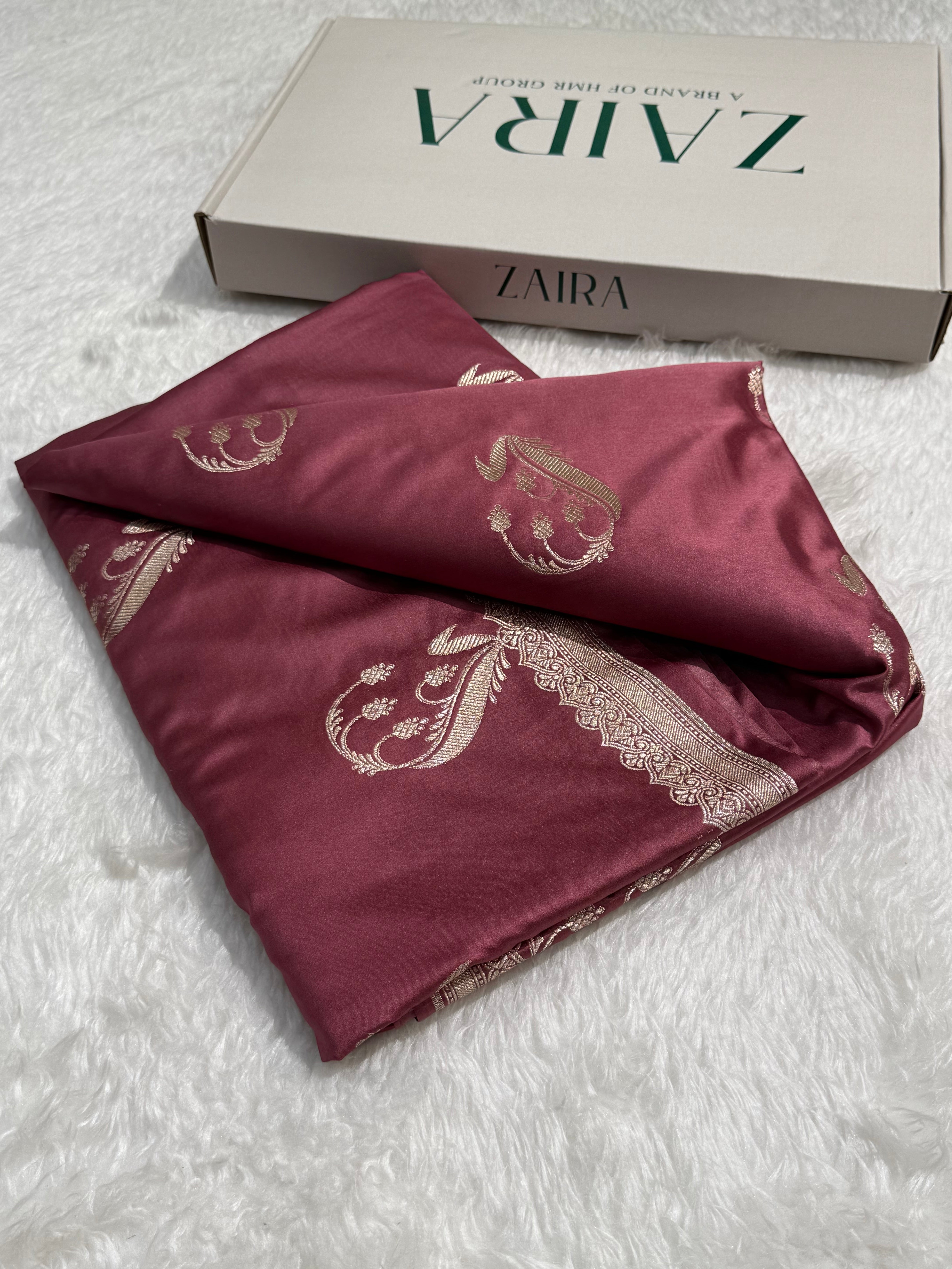 Mauve Unique Boota Motif Mashru Silk Saree