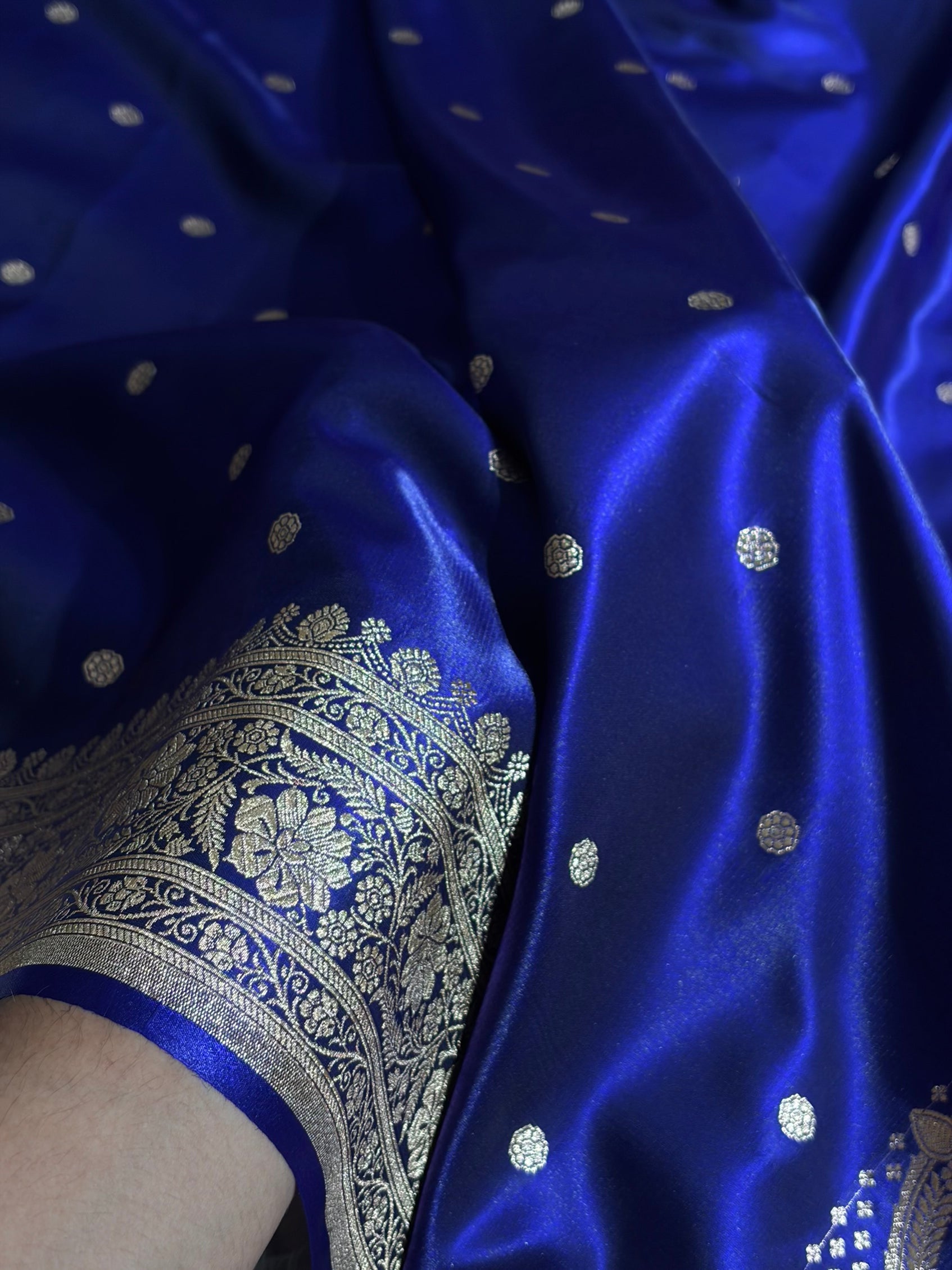 Satin Silk Saree Banarasi Booti in Royal Blue Shades SS29