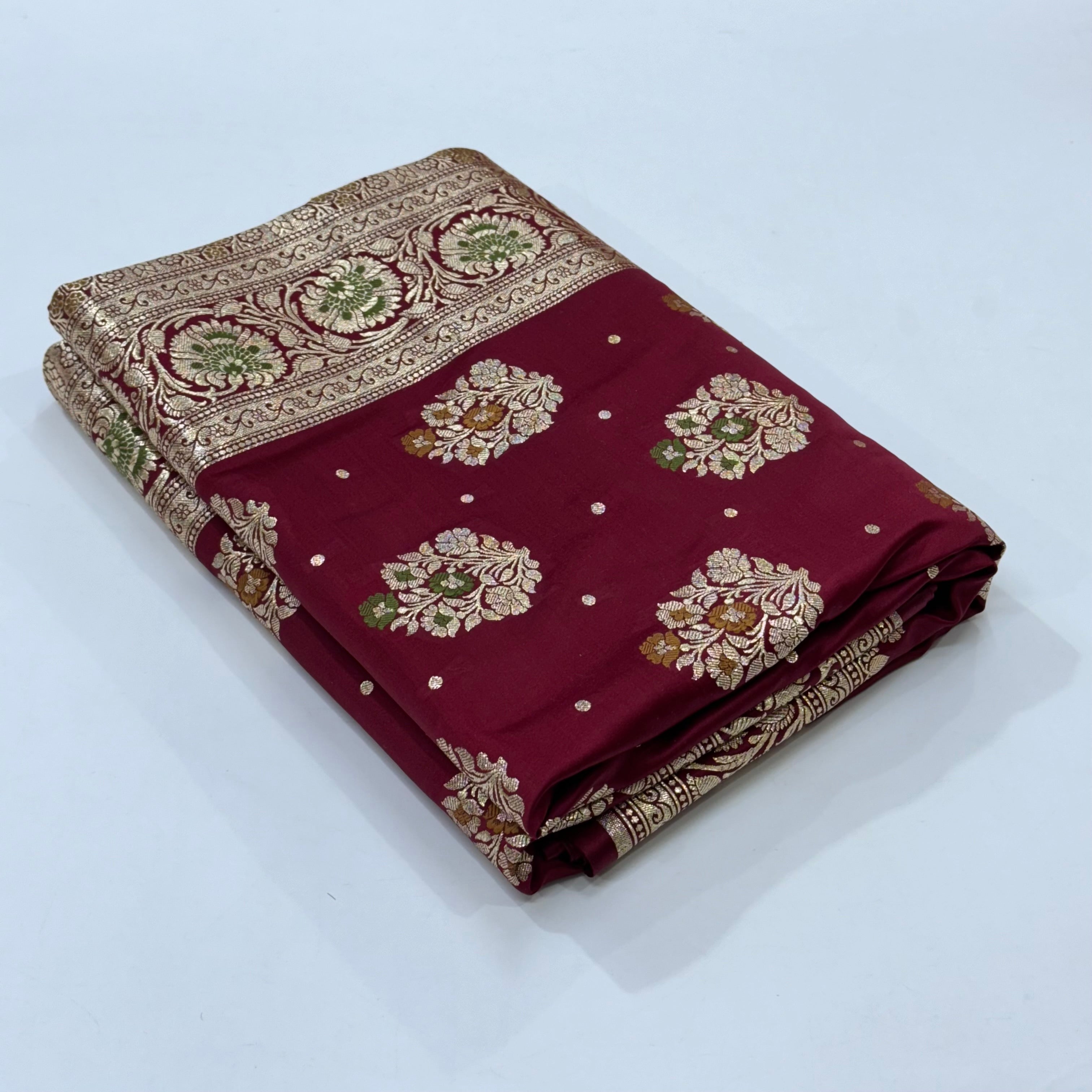 Mahroon Minakari Boota Mashru Silk Saree