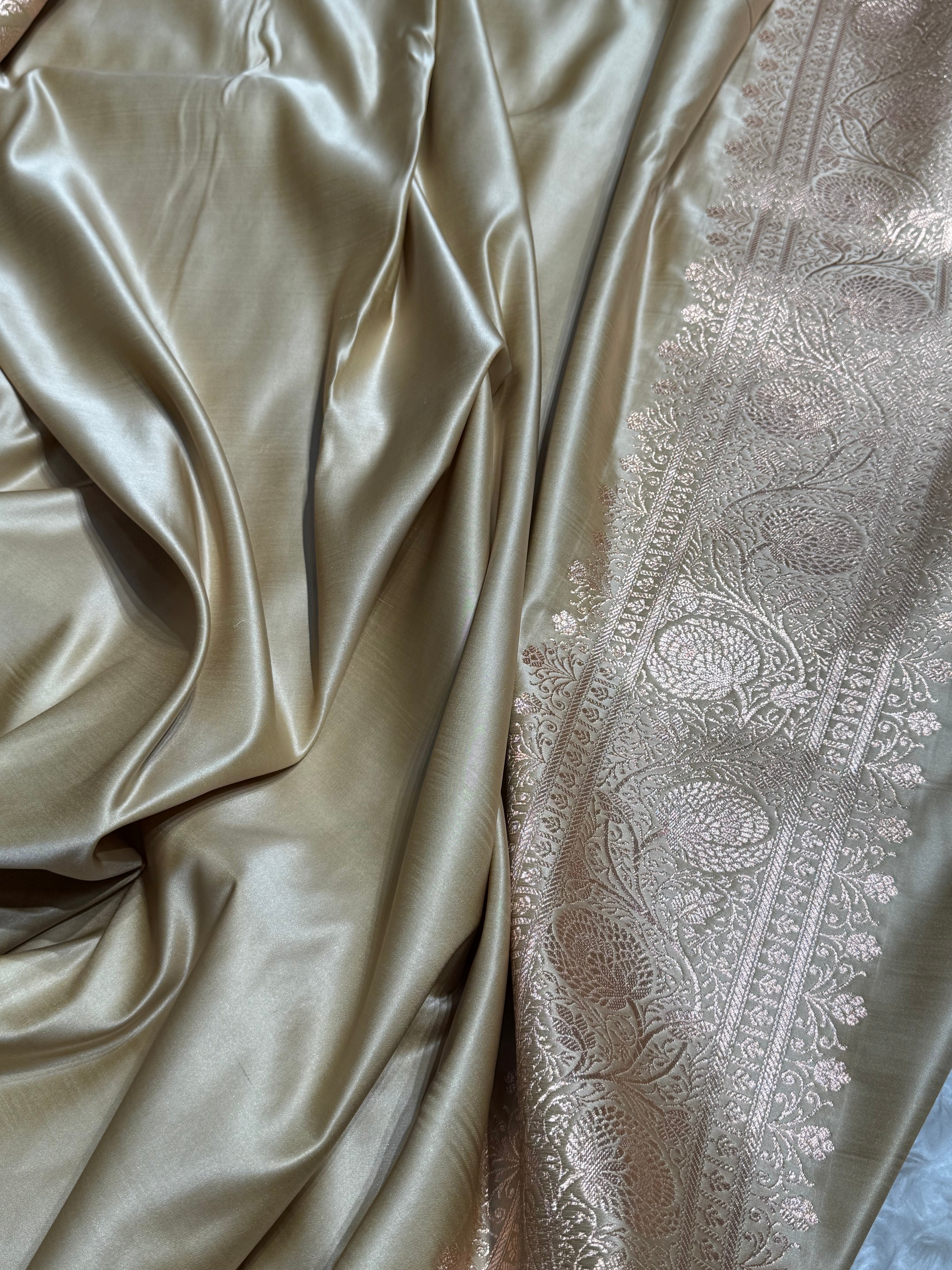 Black - Cream Banarasi Boota Katan Silk Saree