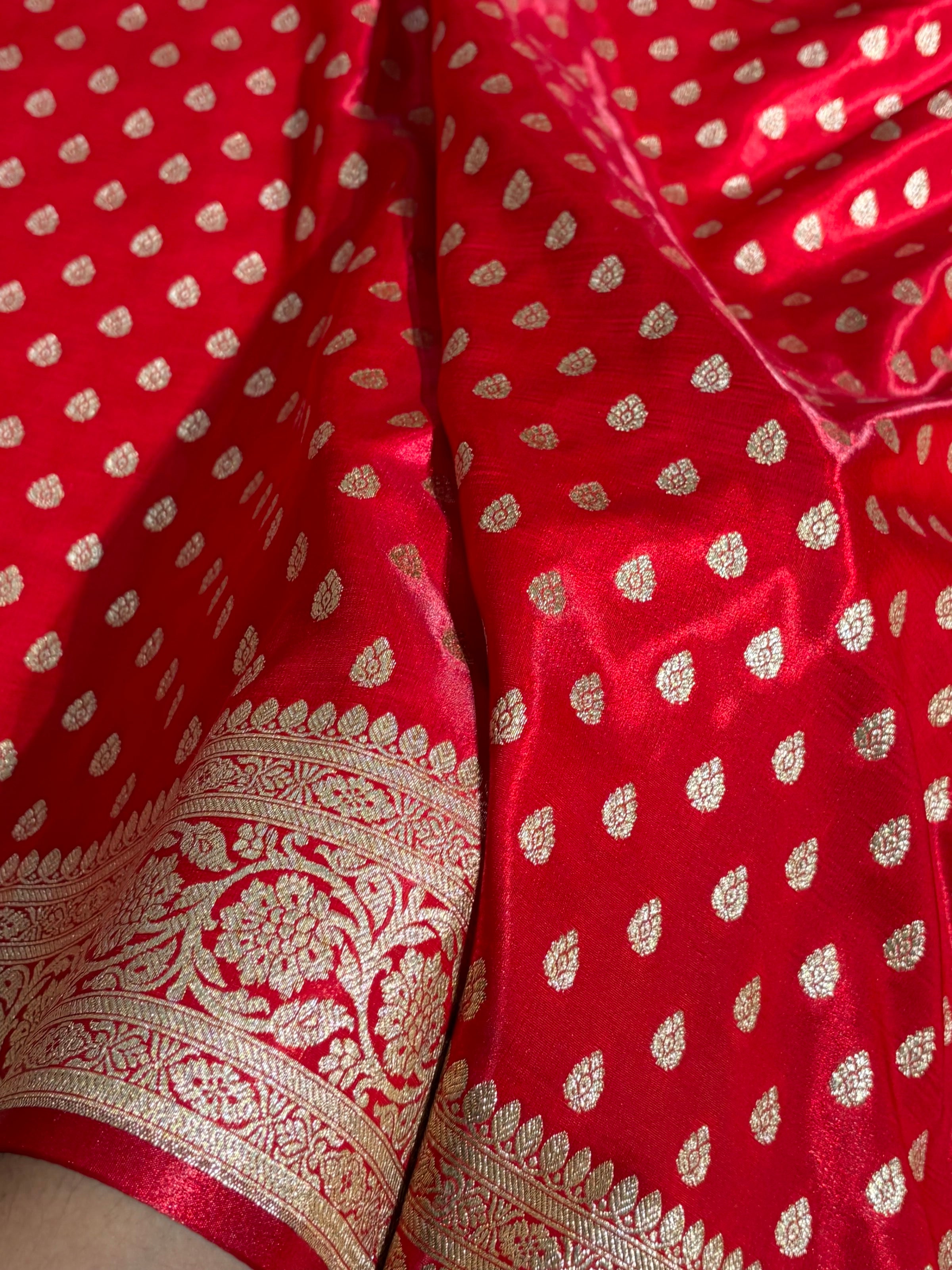 Satin Silk Booti in Red Shades SS01